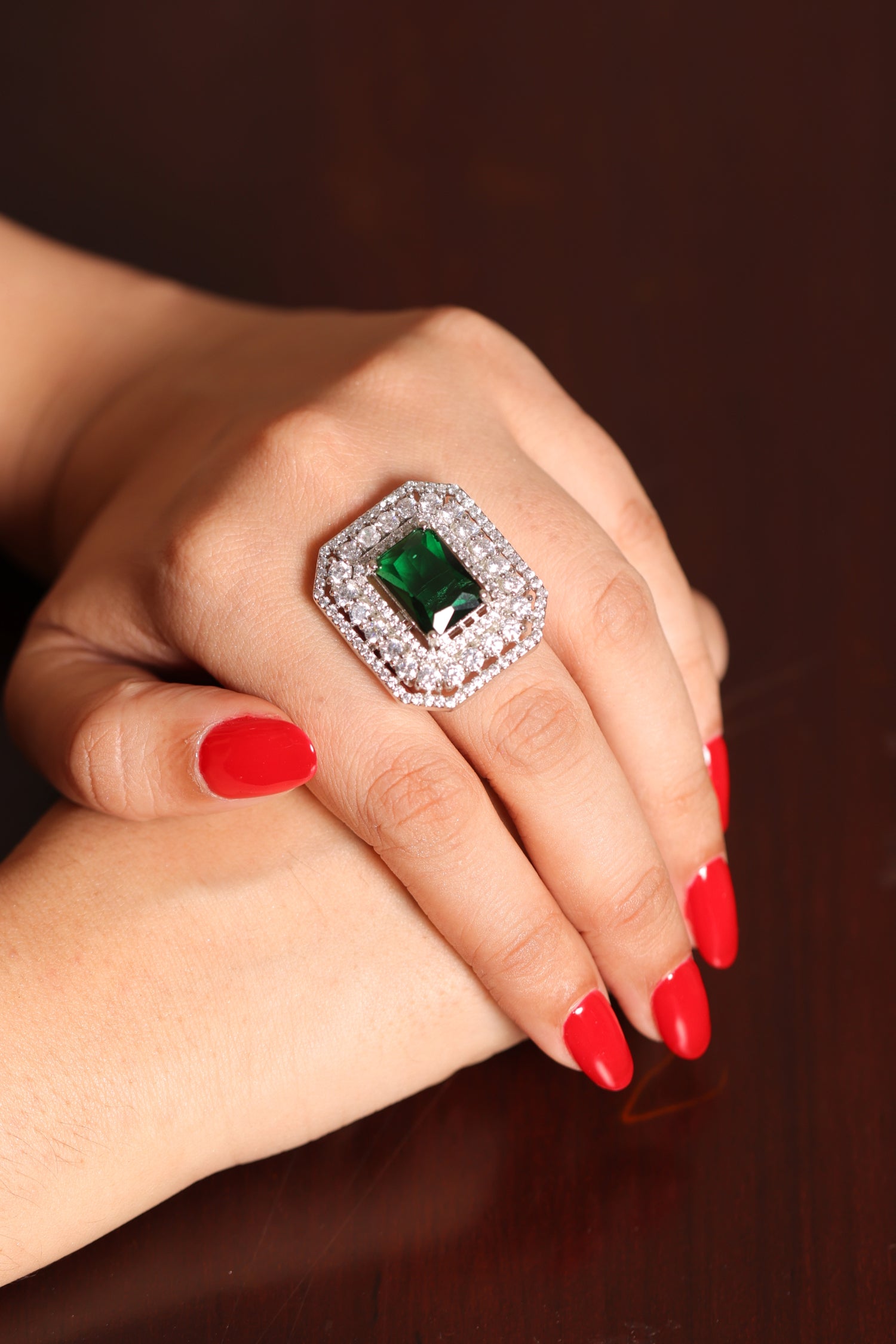 Adjustable Emerald Diamond Ring – Amreli Jaipur