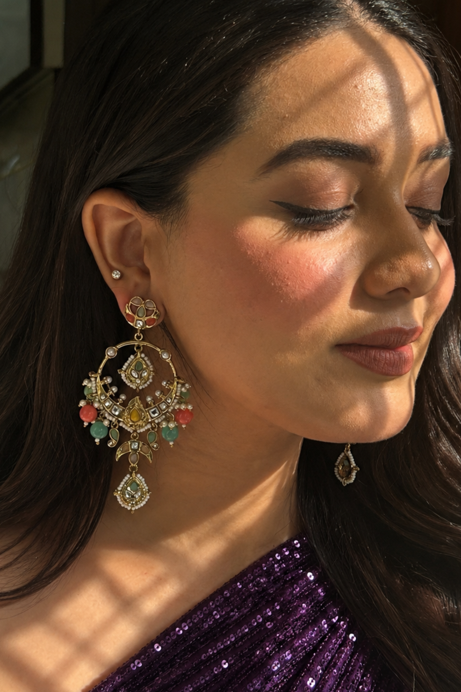 Kaveesha Multi Kundan Earrings