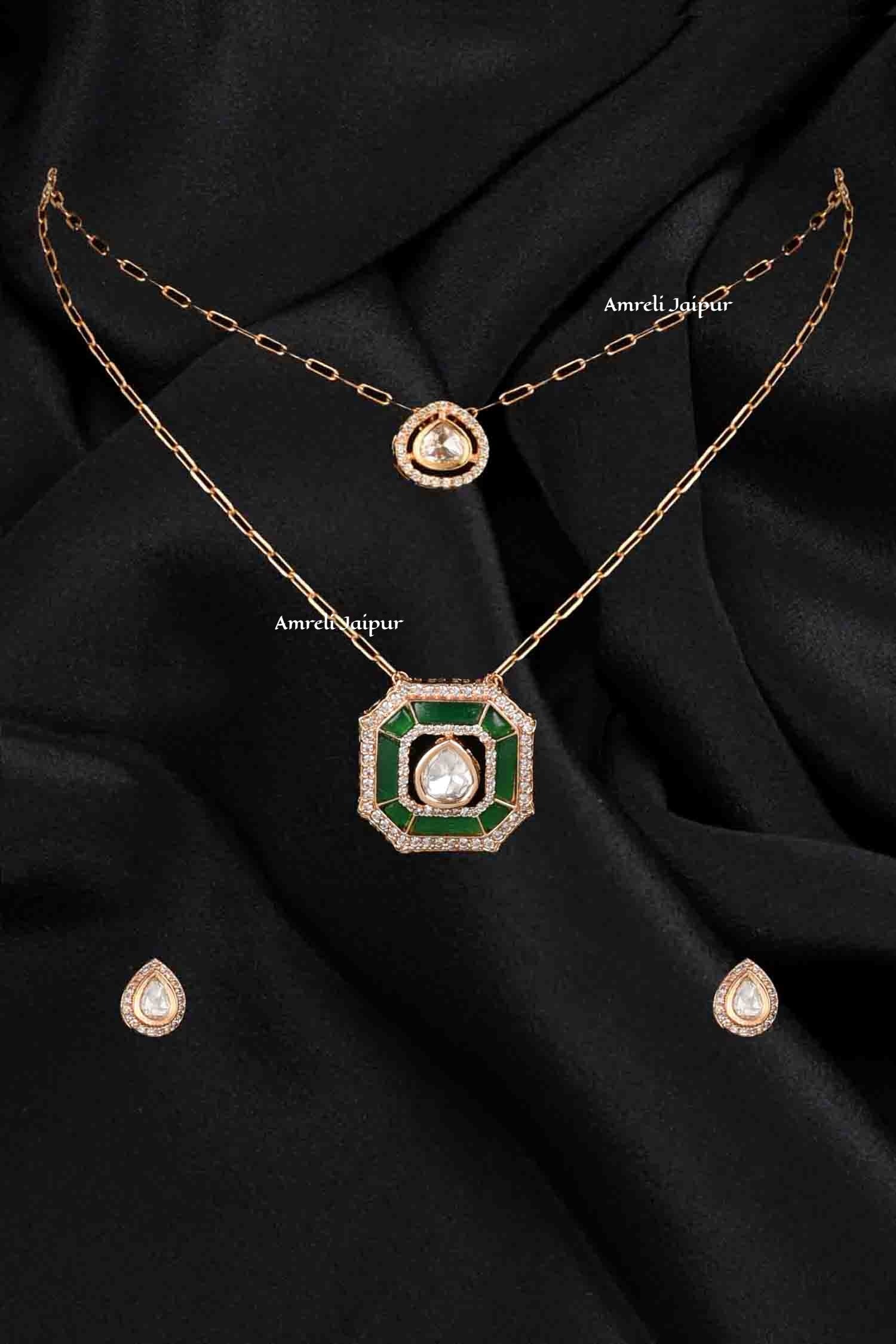 Anila Polki Sleek Necklace Set