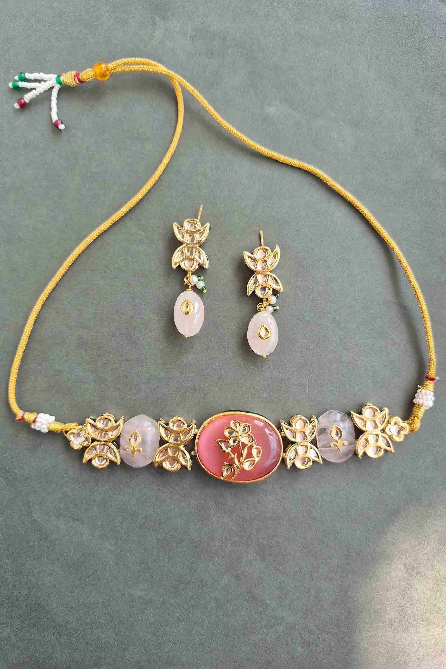 Jenisa Kundan Carving Stone Set