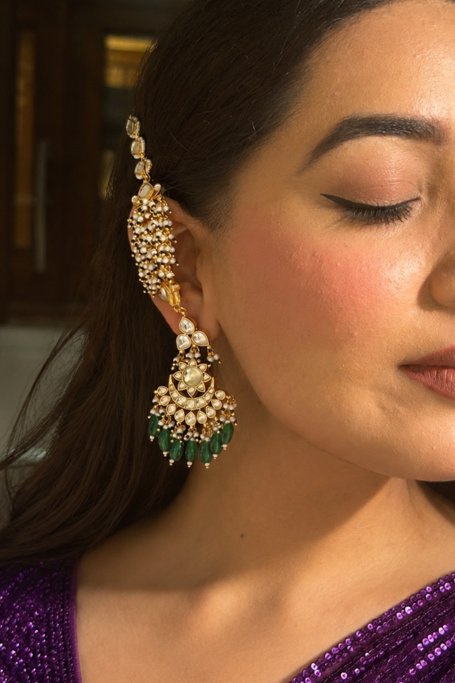 Pari Pachi Kundan Earrings