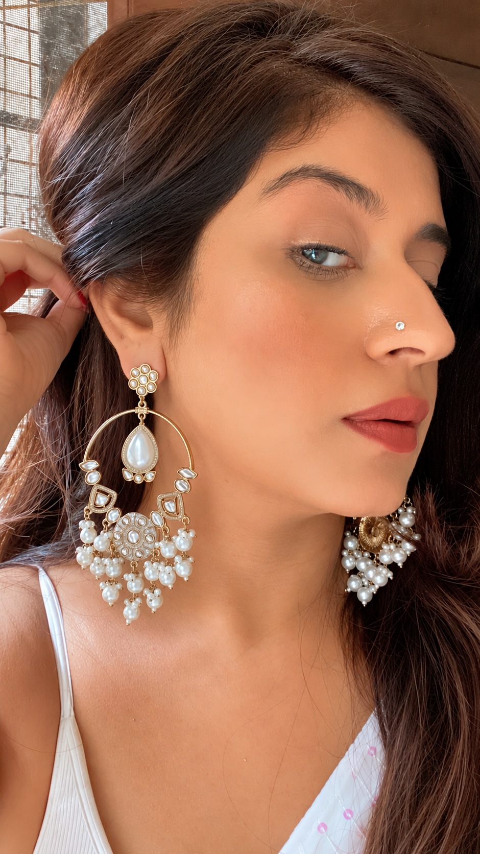 Baati Kundan Meena Earrings