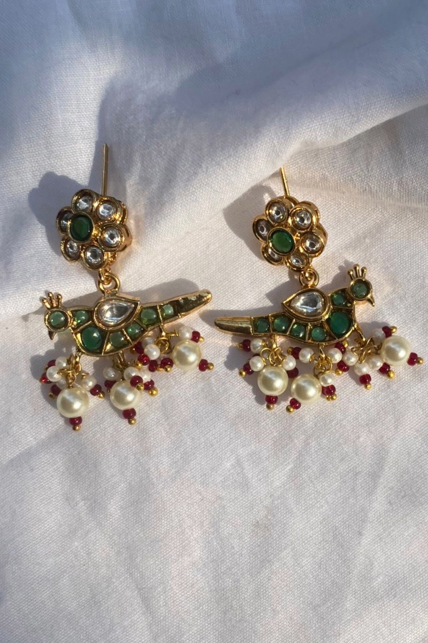Darshi Pachi Kundan Earrings