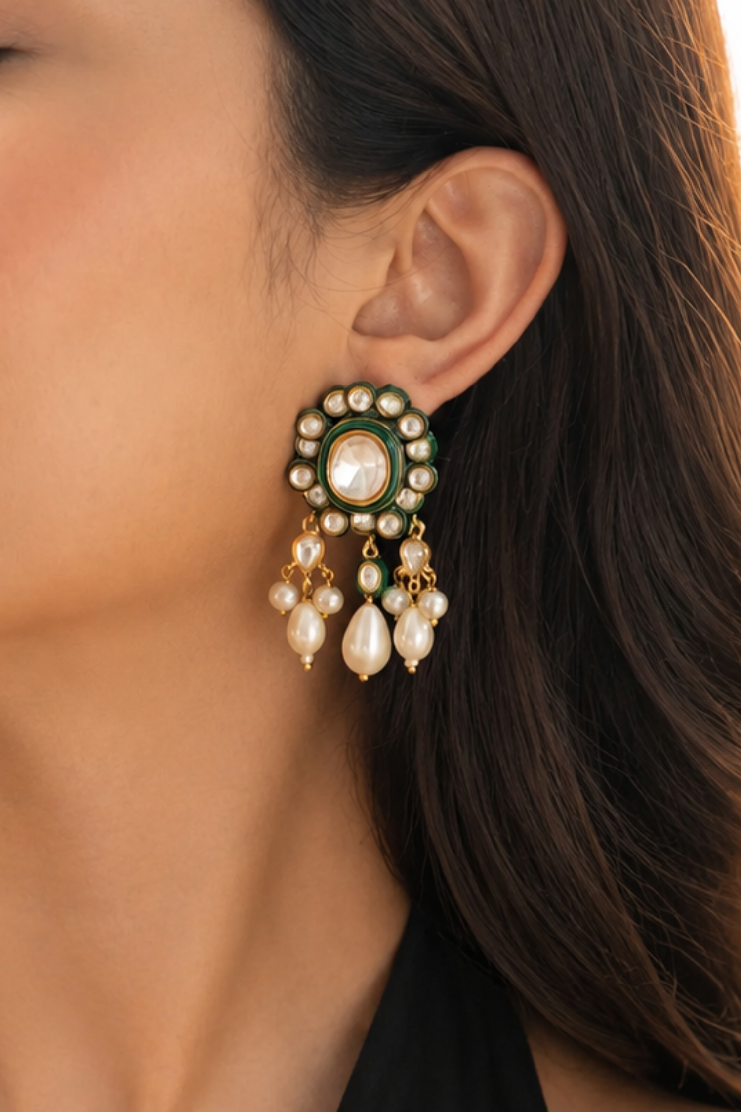 Krystal Polki Studs Earrings