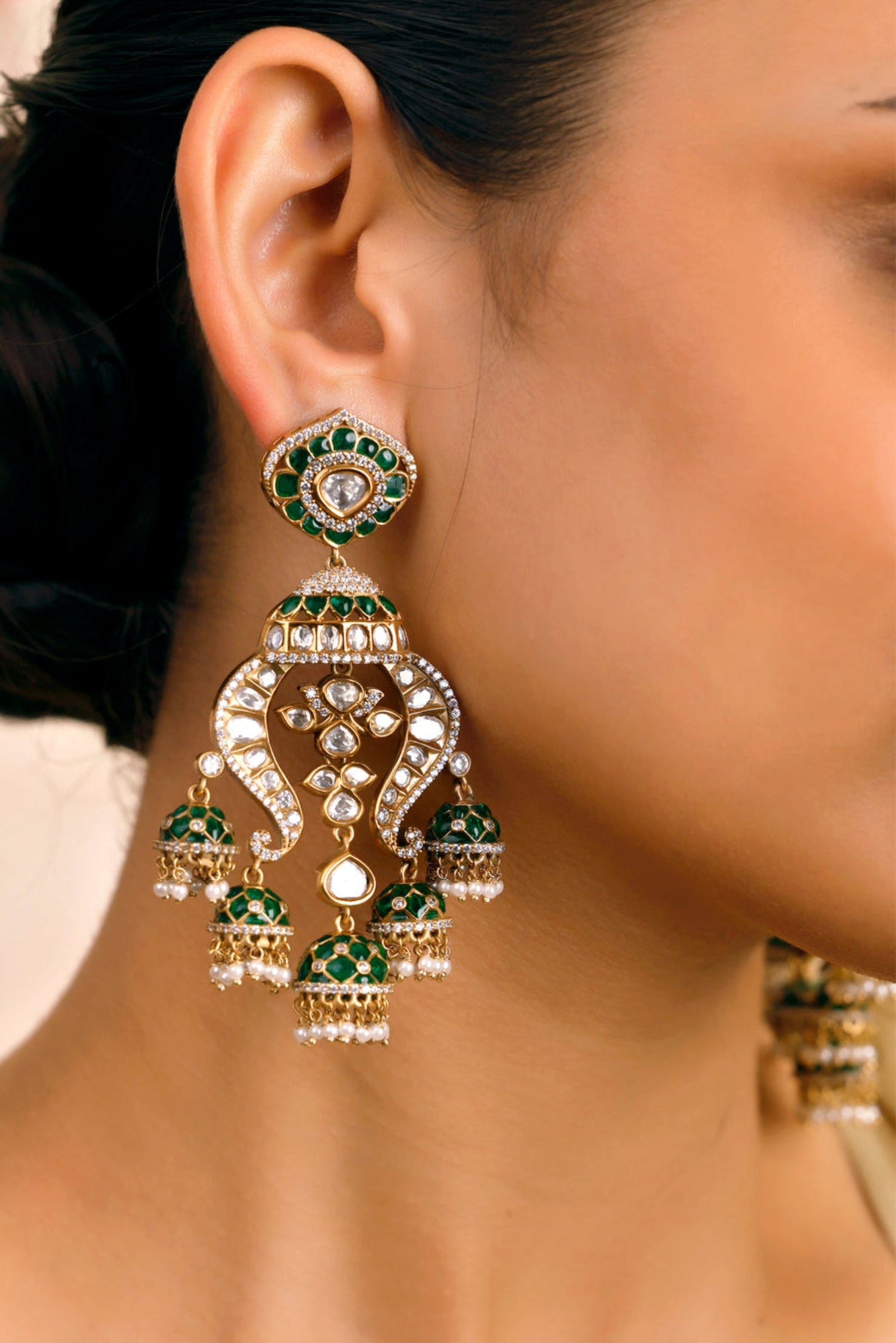 Aansa Moissanite Polki Earrings