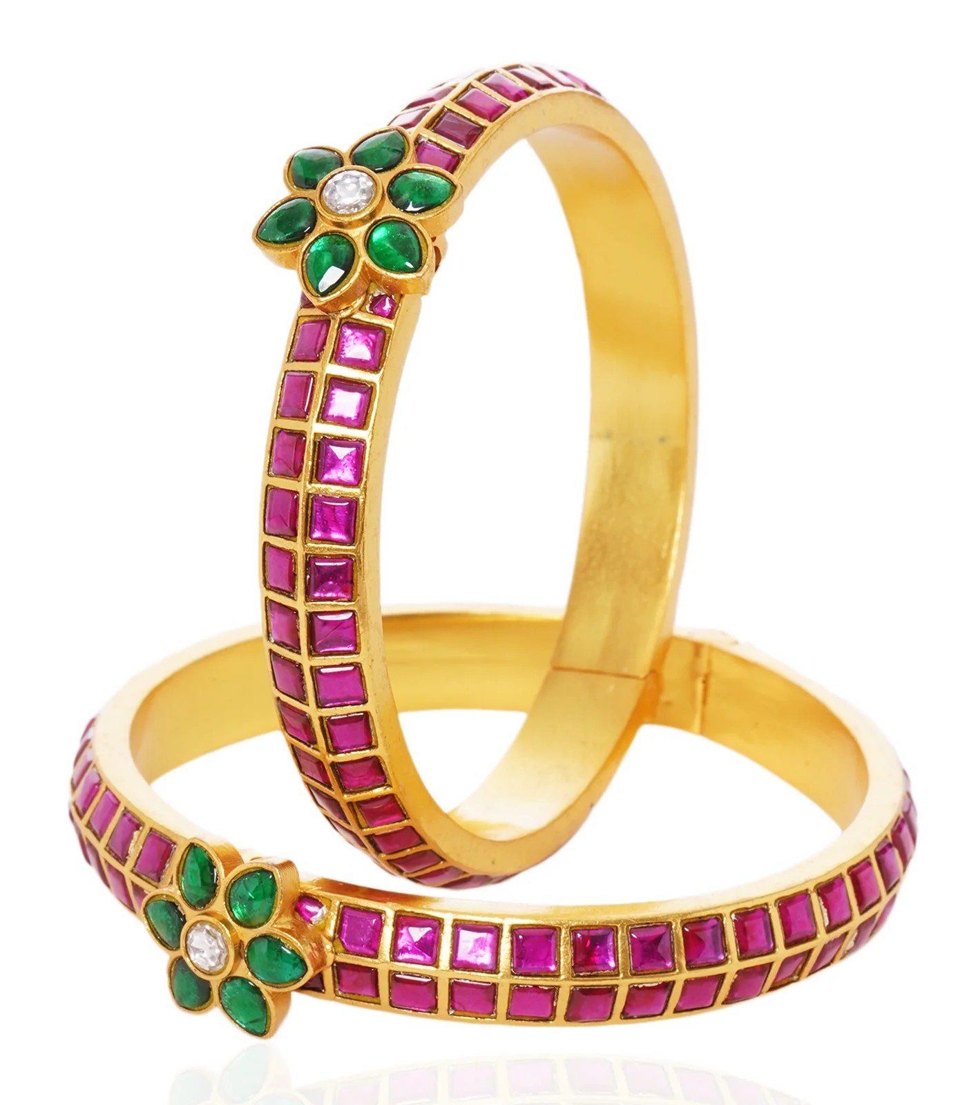 Polki Emerald Ruby Bangles