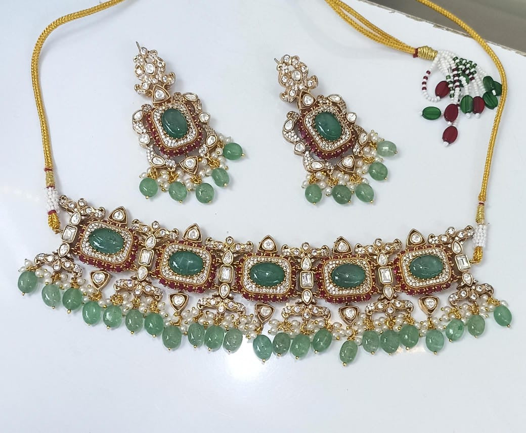 Disha Mint Polki Choker Set