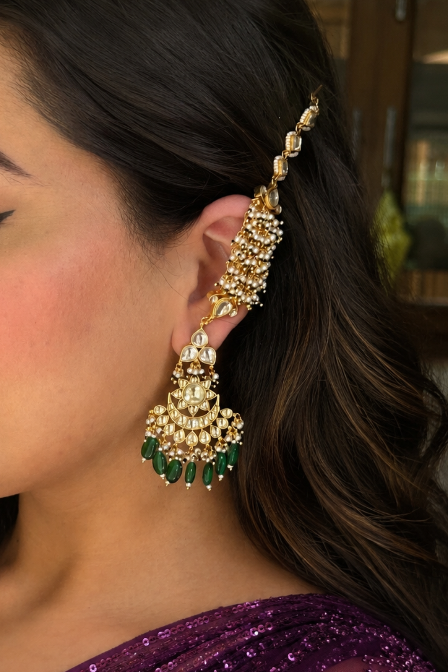 Pari Pachi Kundan Earrings