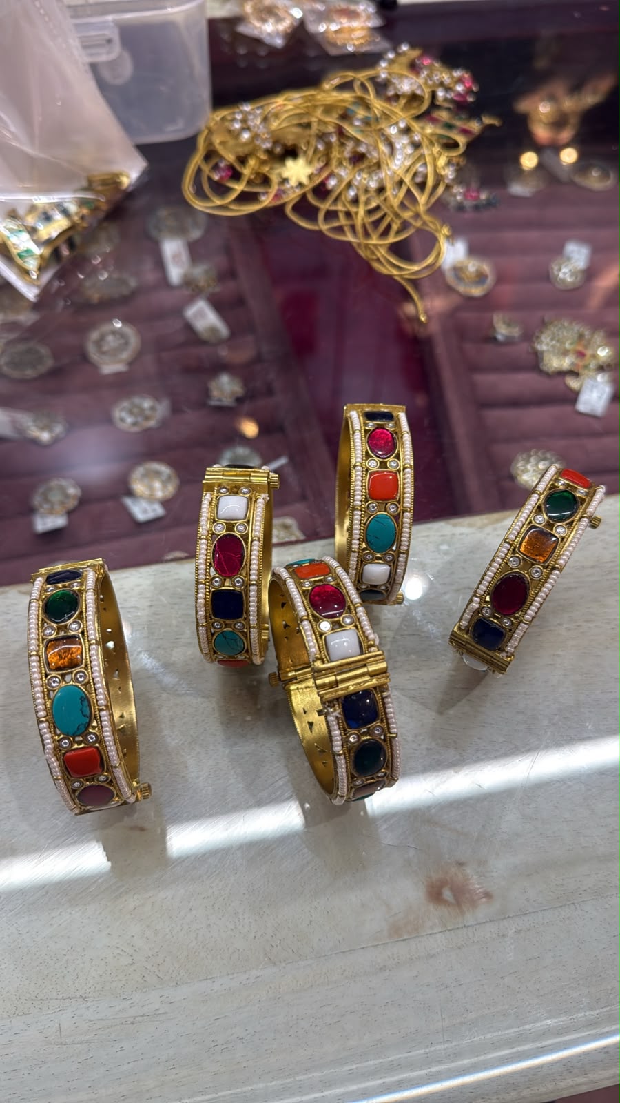Gold Plated Polki Bangles