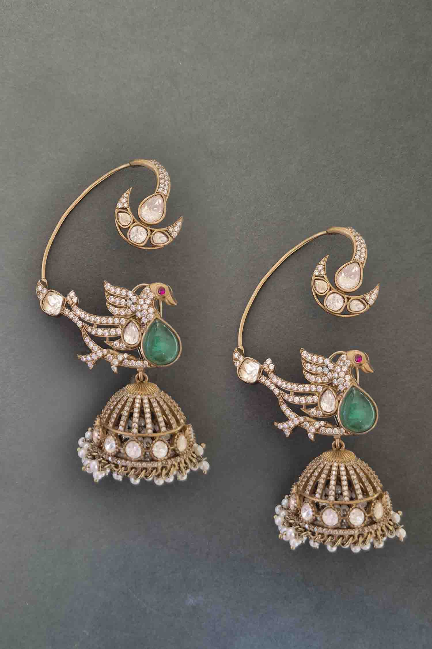 Keera Peacock Polki Earcuff Earrings