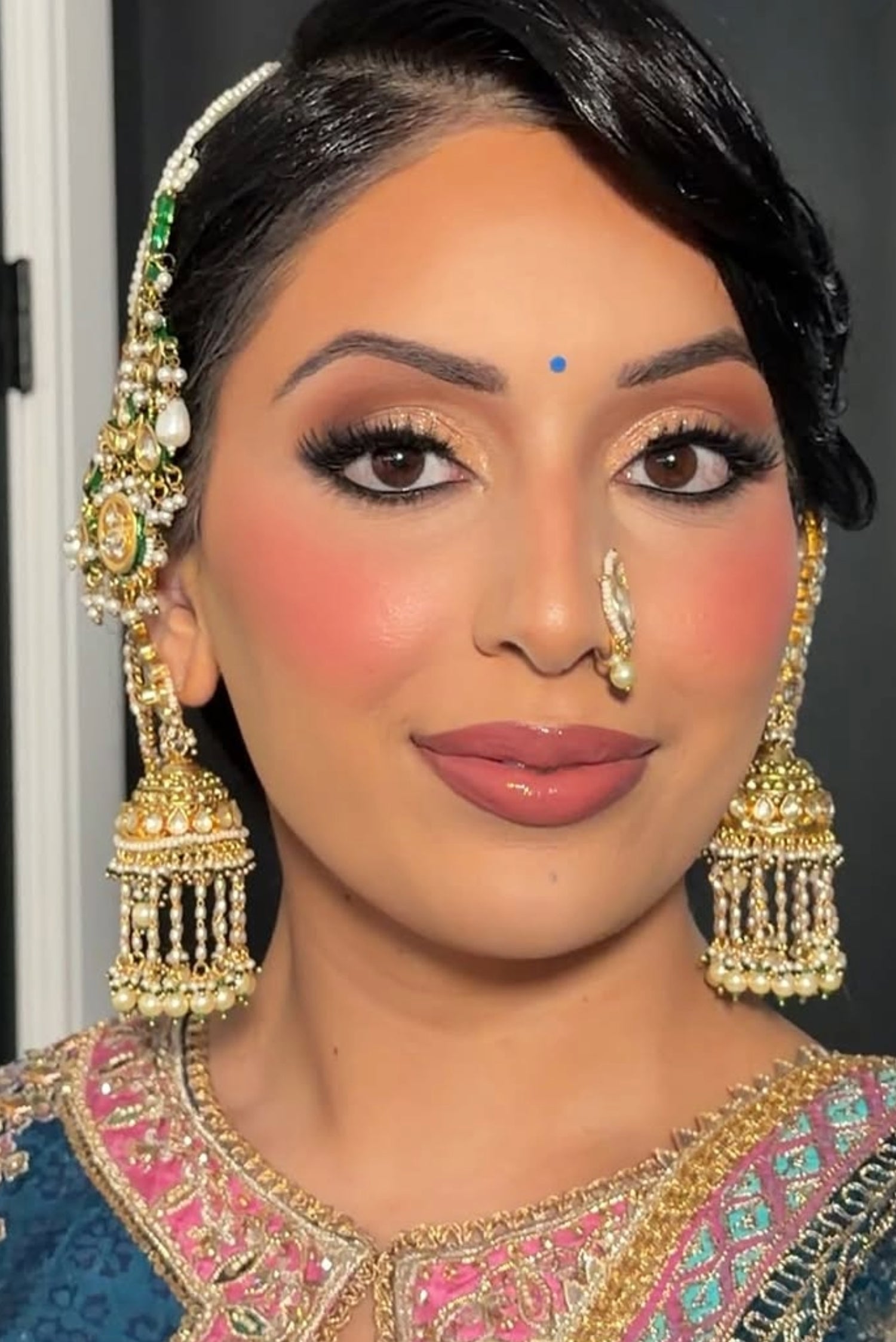 Rasha Pachi Kundan Jhumkas with Earchains