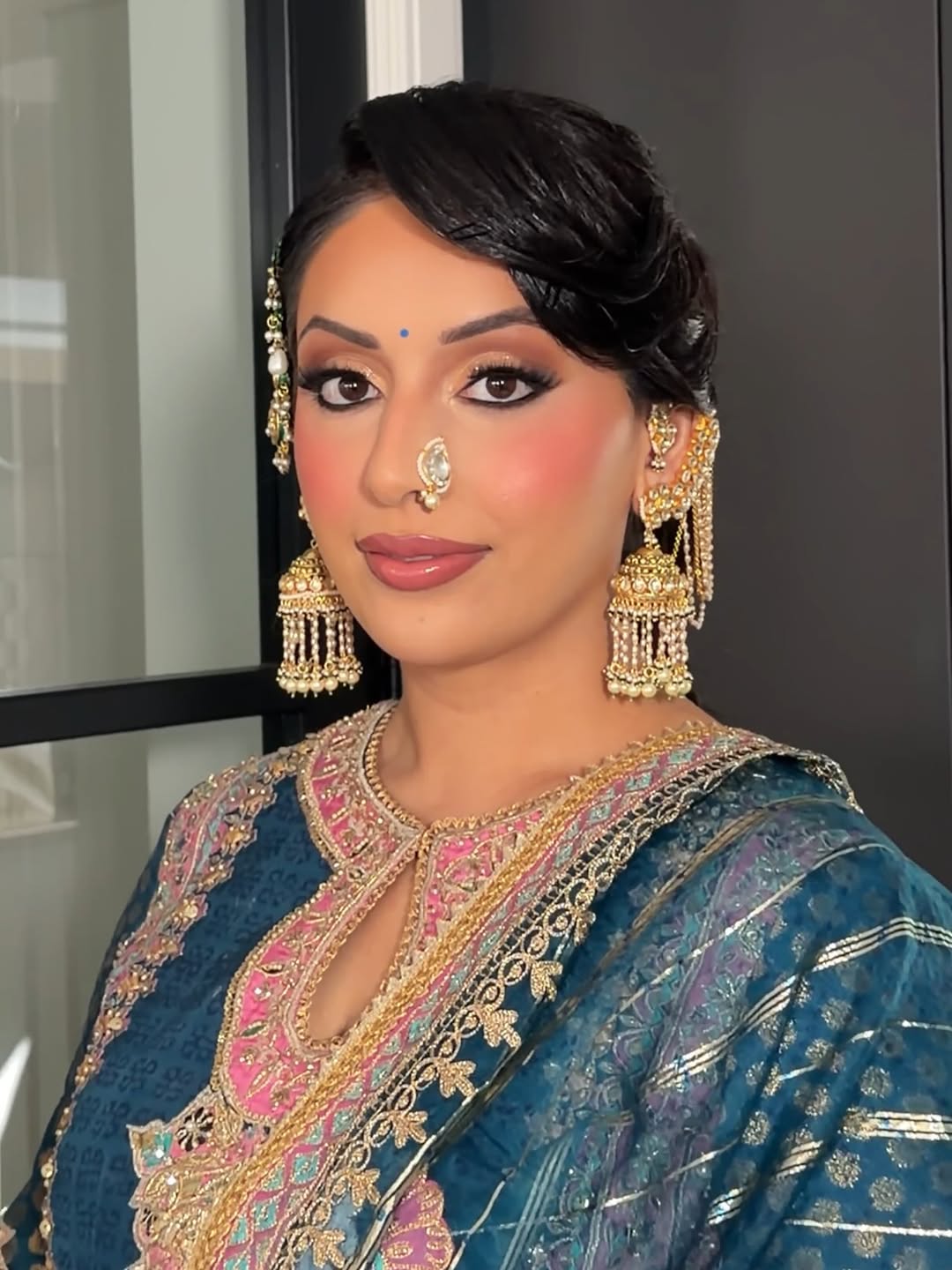 Rasha Pachi Kundan Jhumkas with Earchains