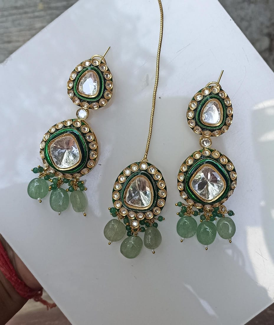 Aurora Polki Earrings With Maangtika