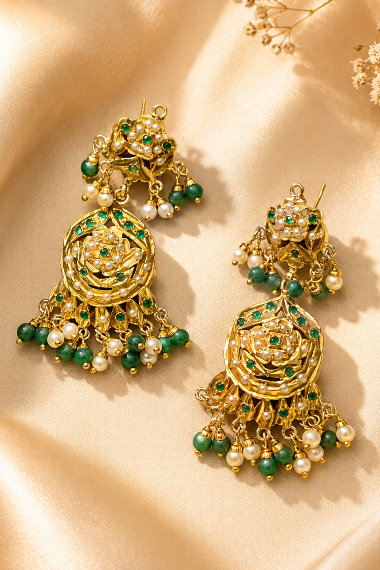 Gold Plated Jadau Earrings