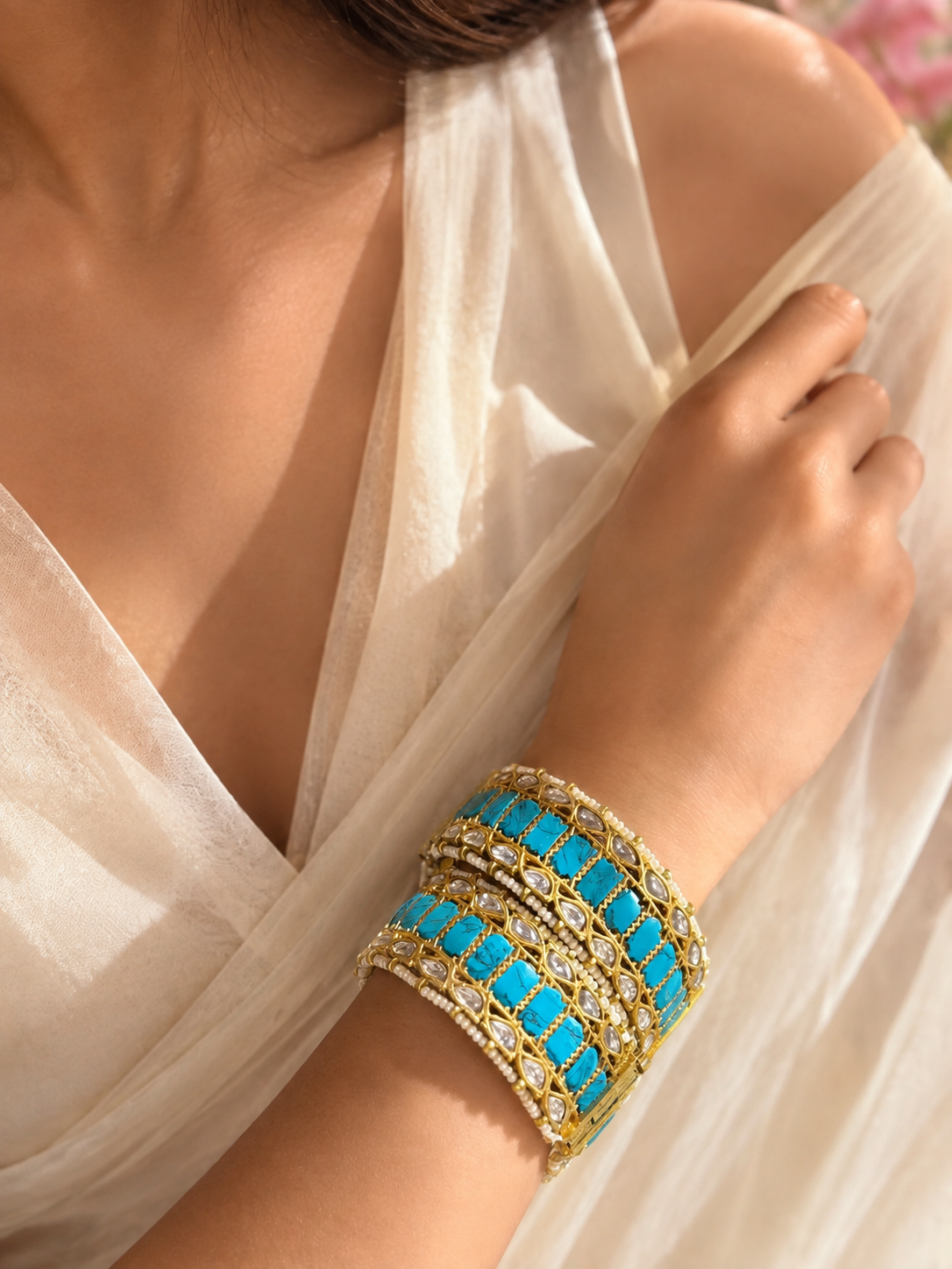 Gold Plated Polki Bangles