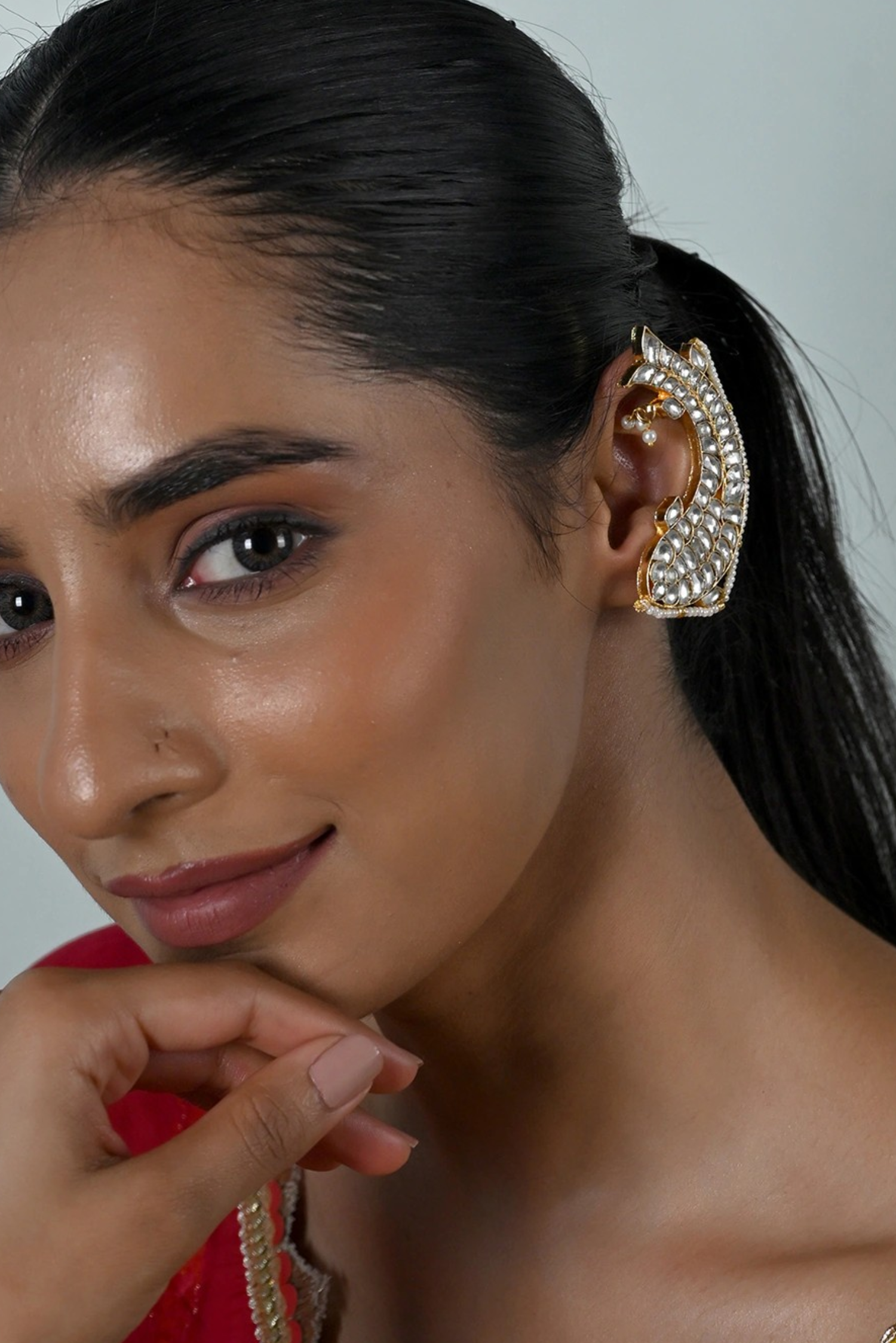 Kairani Pachi Kundan Ear Cuffs