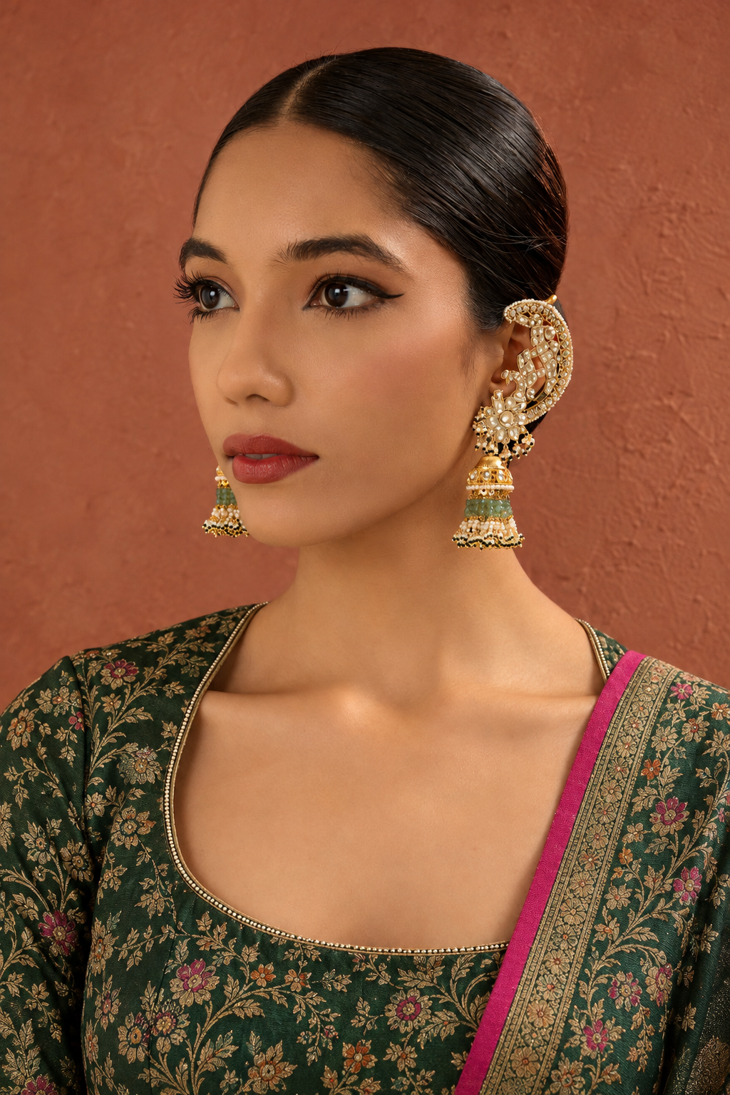 Aila Pachi Kundan Jhumkas