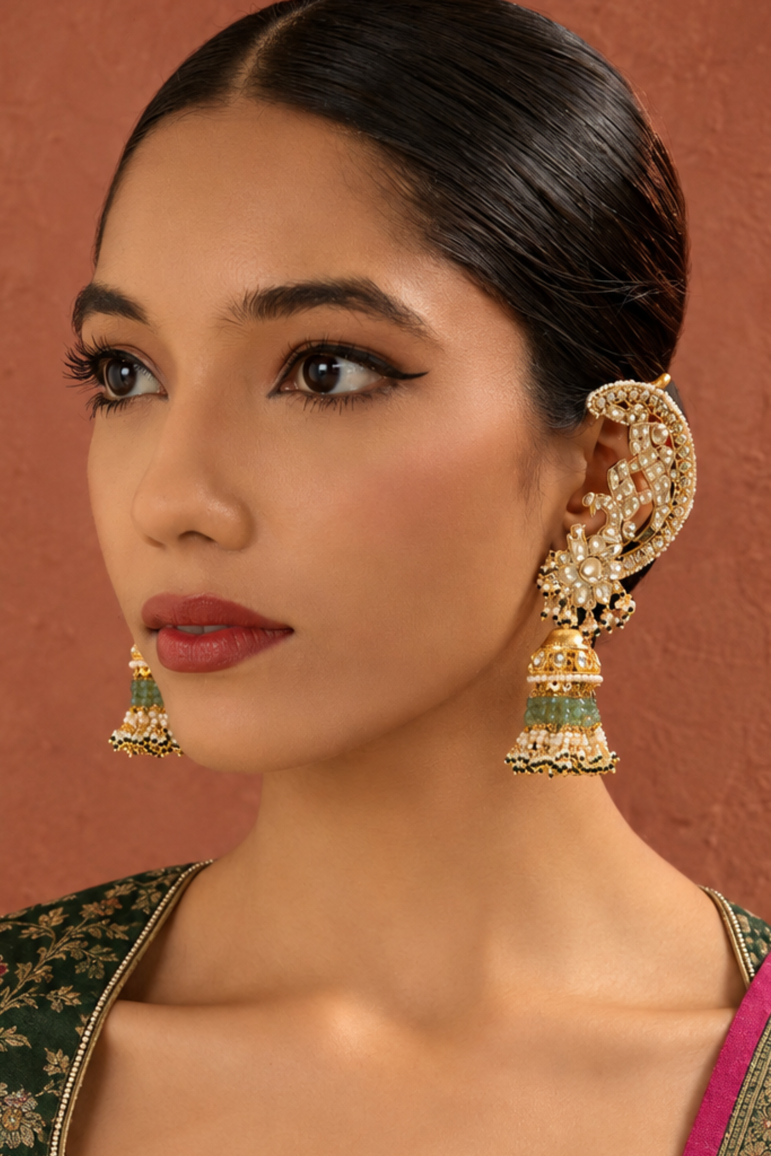 Aila Pachi Kundan Jhumkas