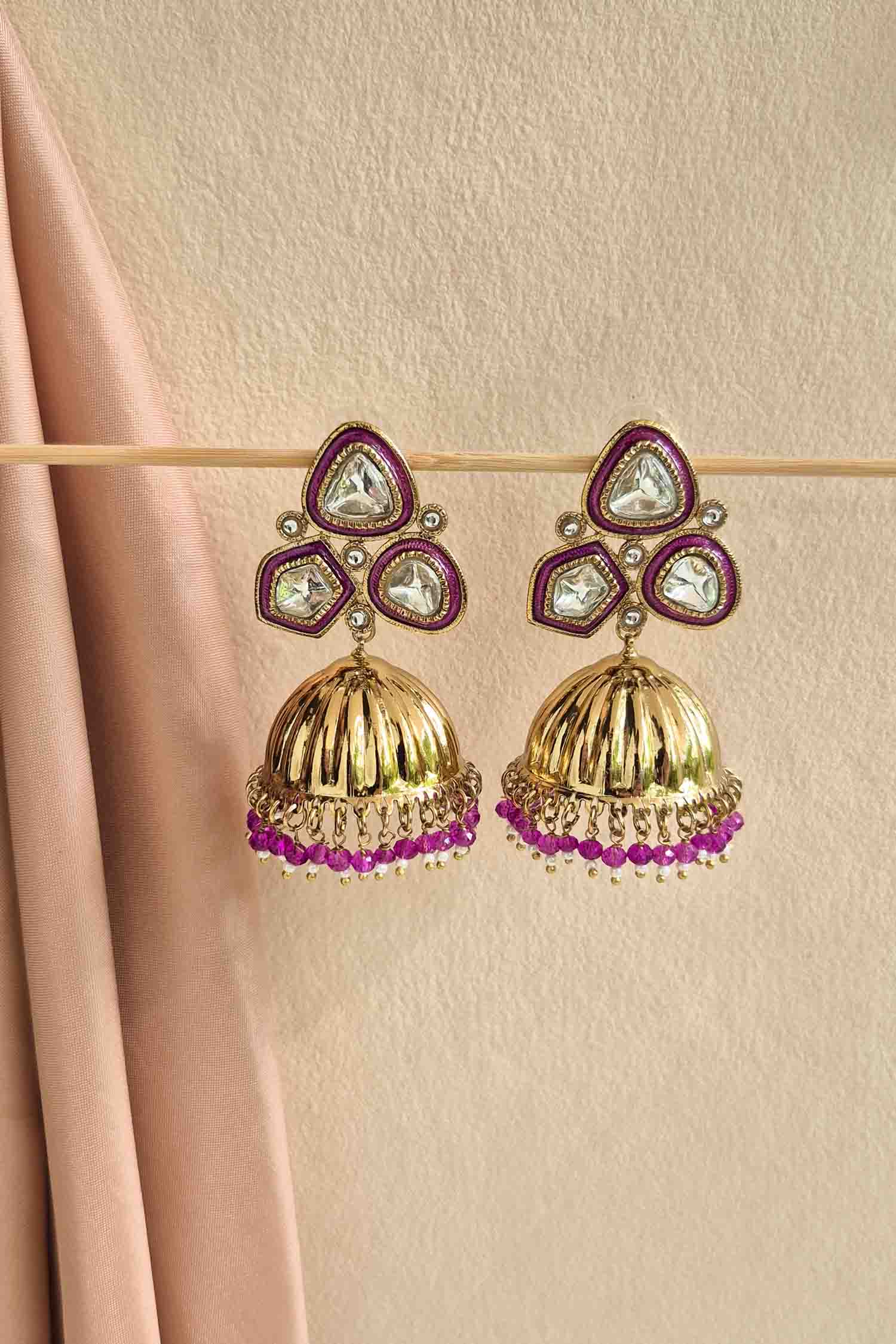 Kahshish Gold Jhumki Earrings