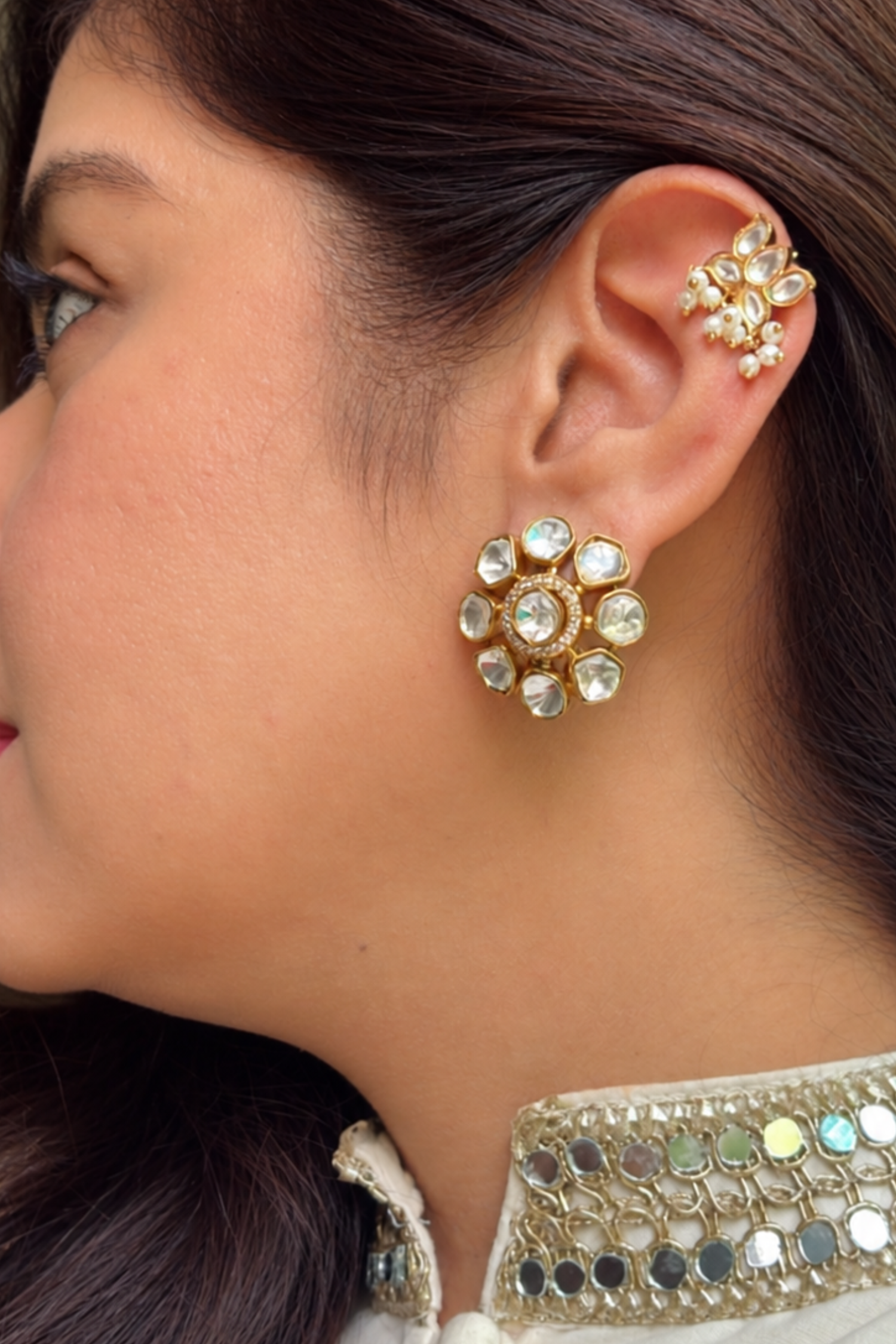 Gold Plated Studs with Earcuffs