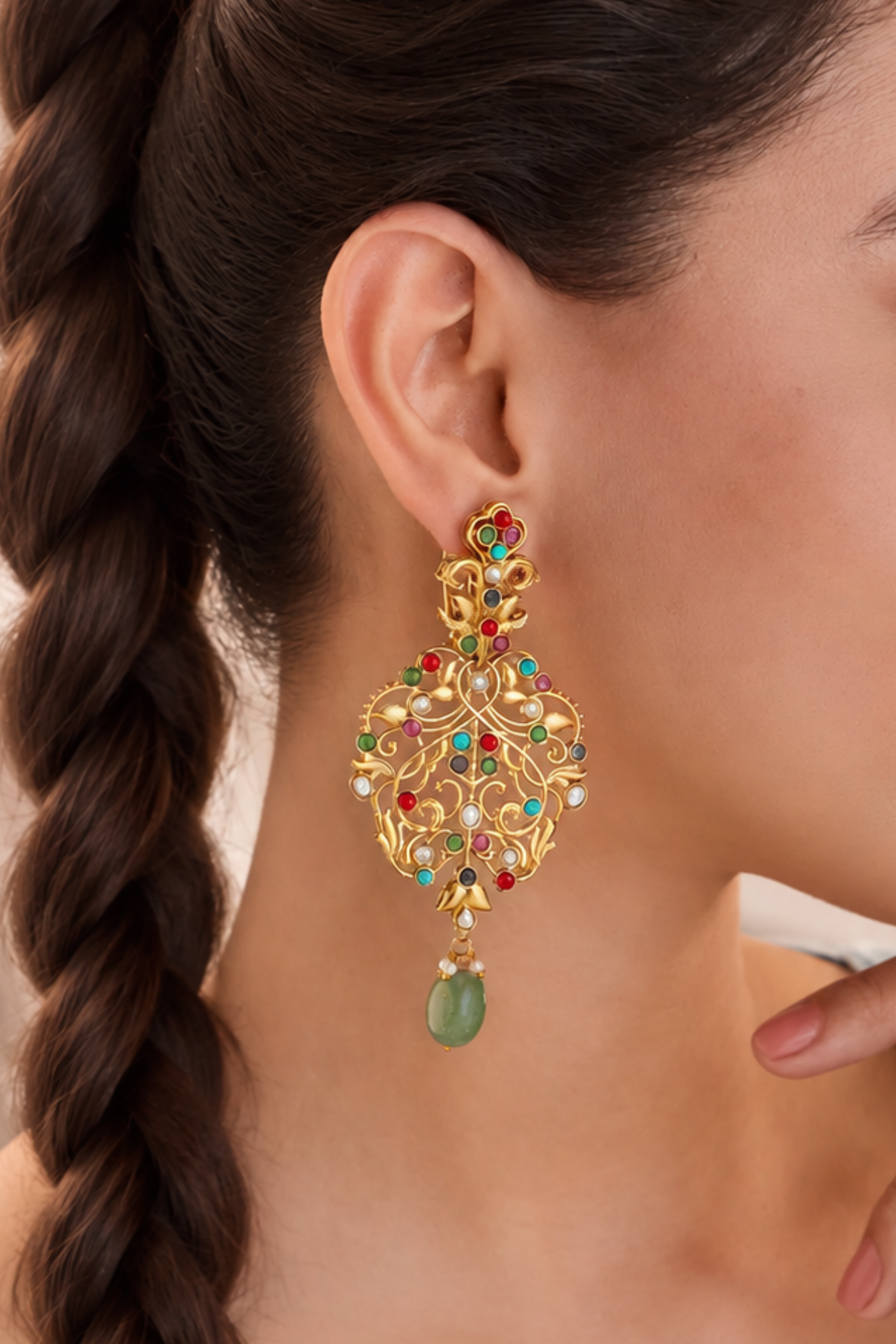 Faria Jadau Dangler Earrings
