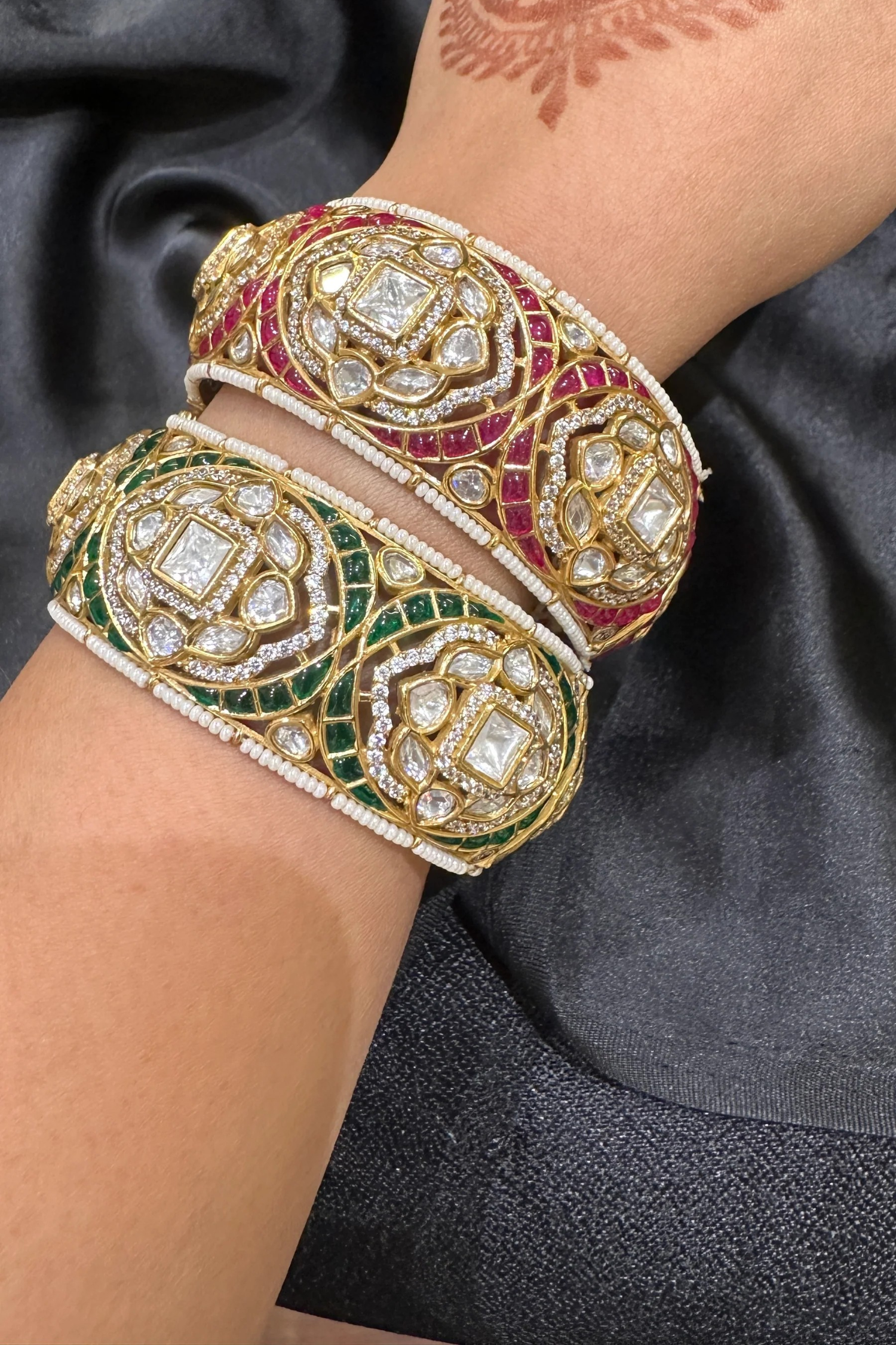 Polki Emerald Ruby Bangles