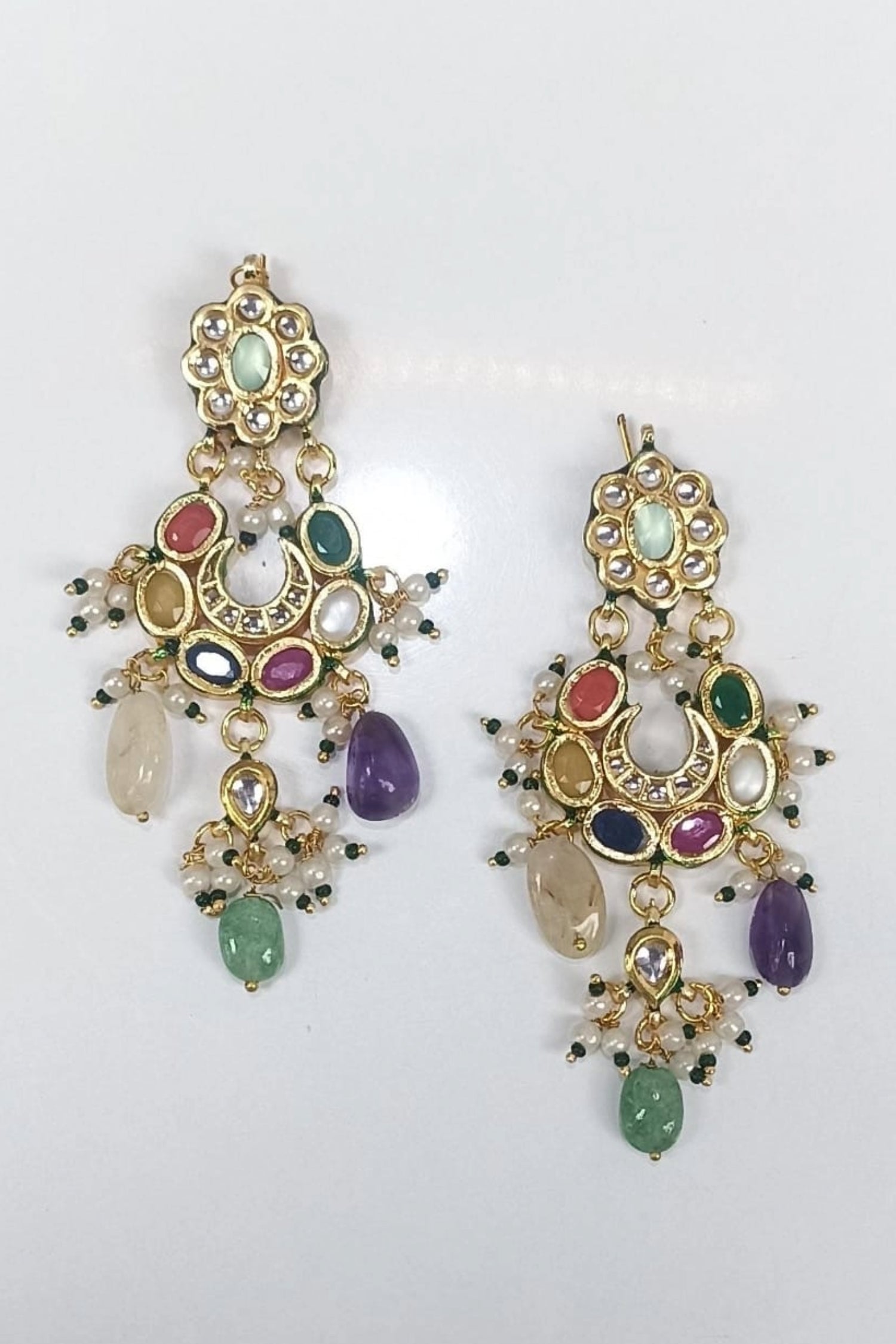 Anghari Kundan Chandbali Earrings