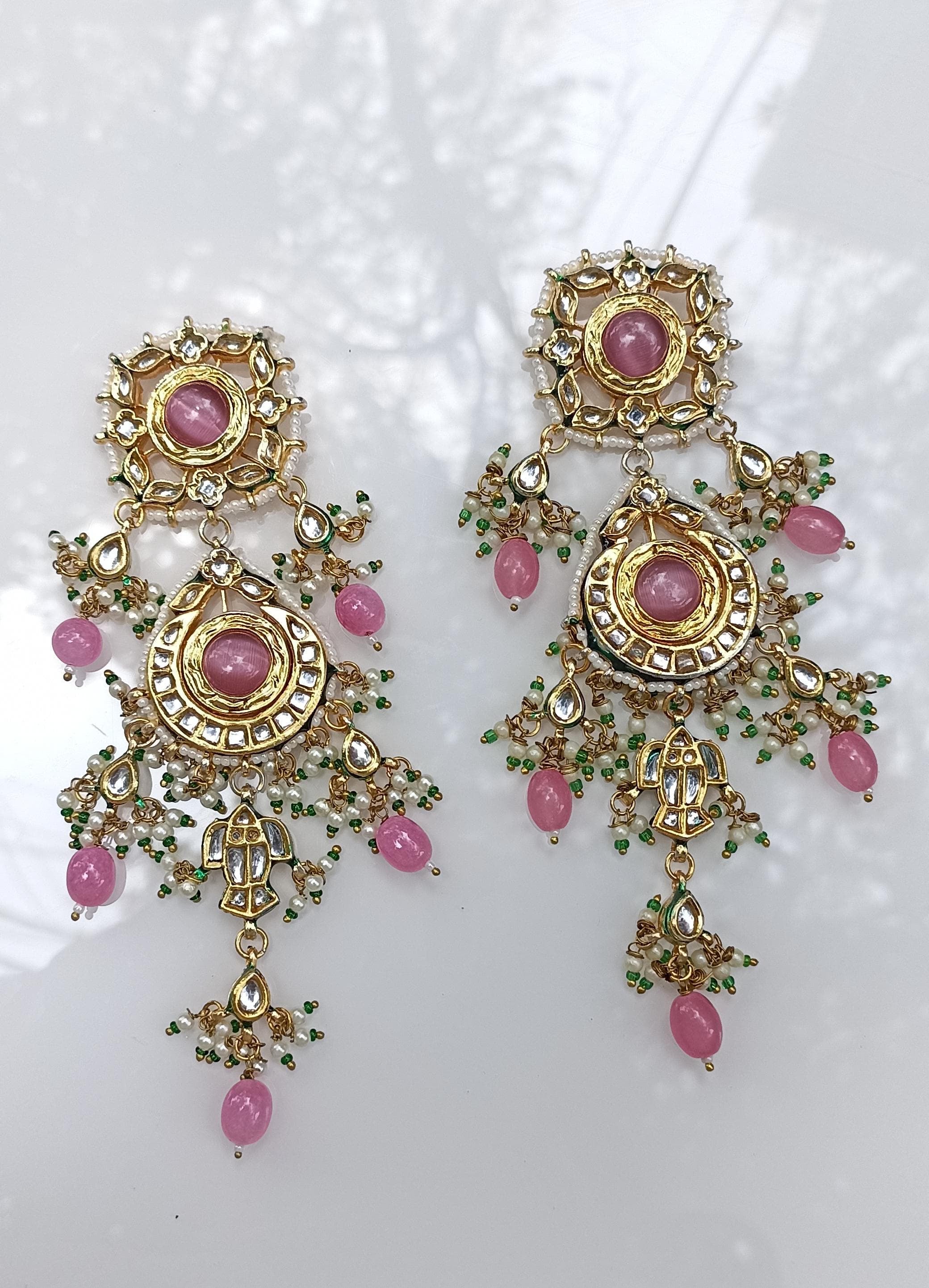 Mehnaaz Long Kundan Earrings