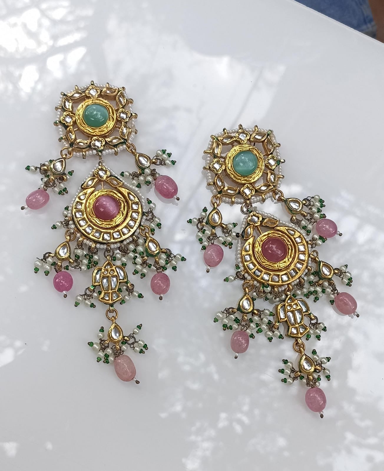 Mehnaaz Long Kundan Earrings