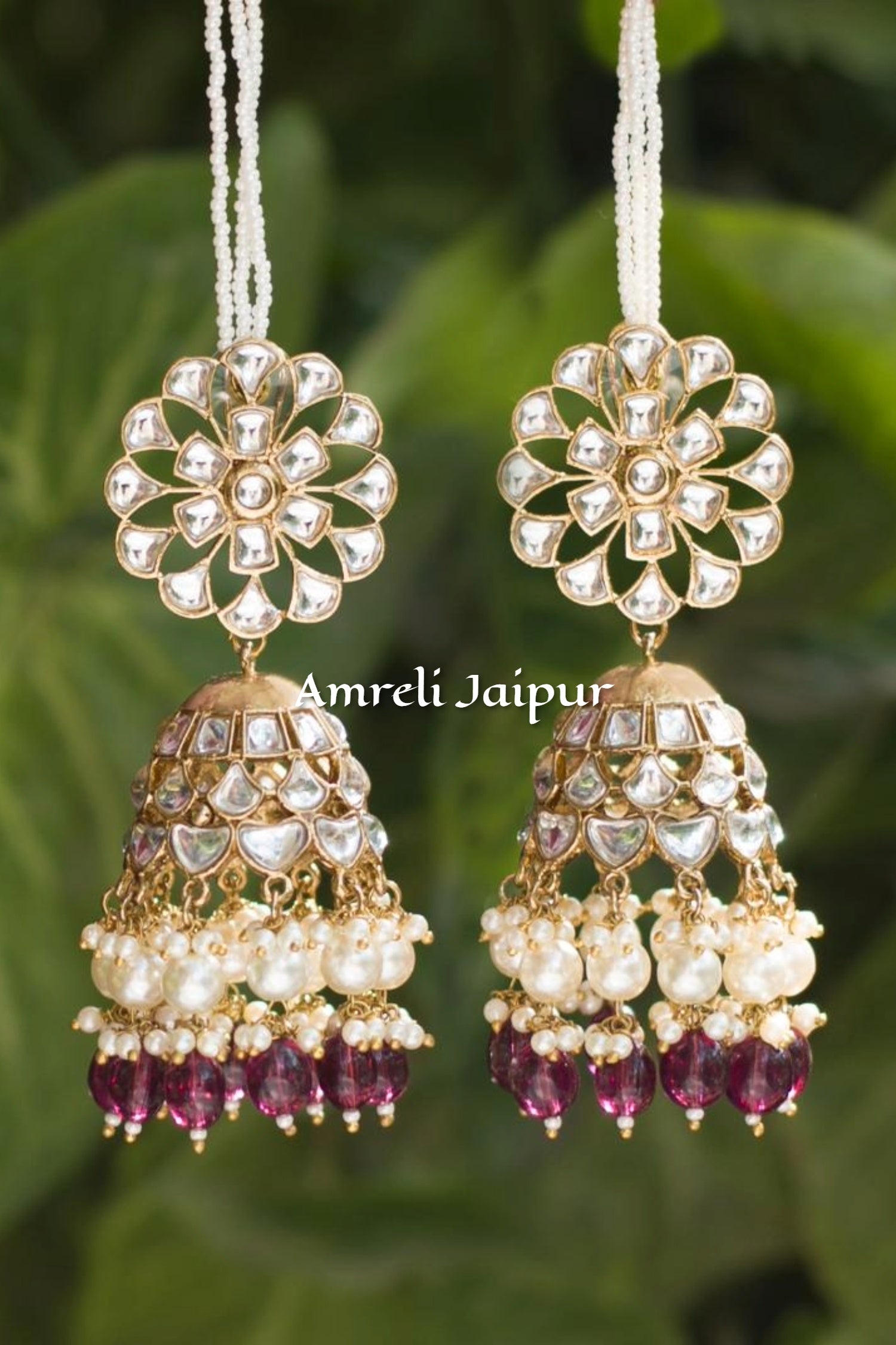 Shain Kundan Earchain Jhumkas