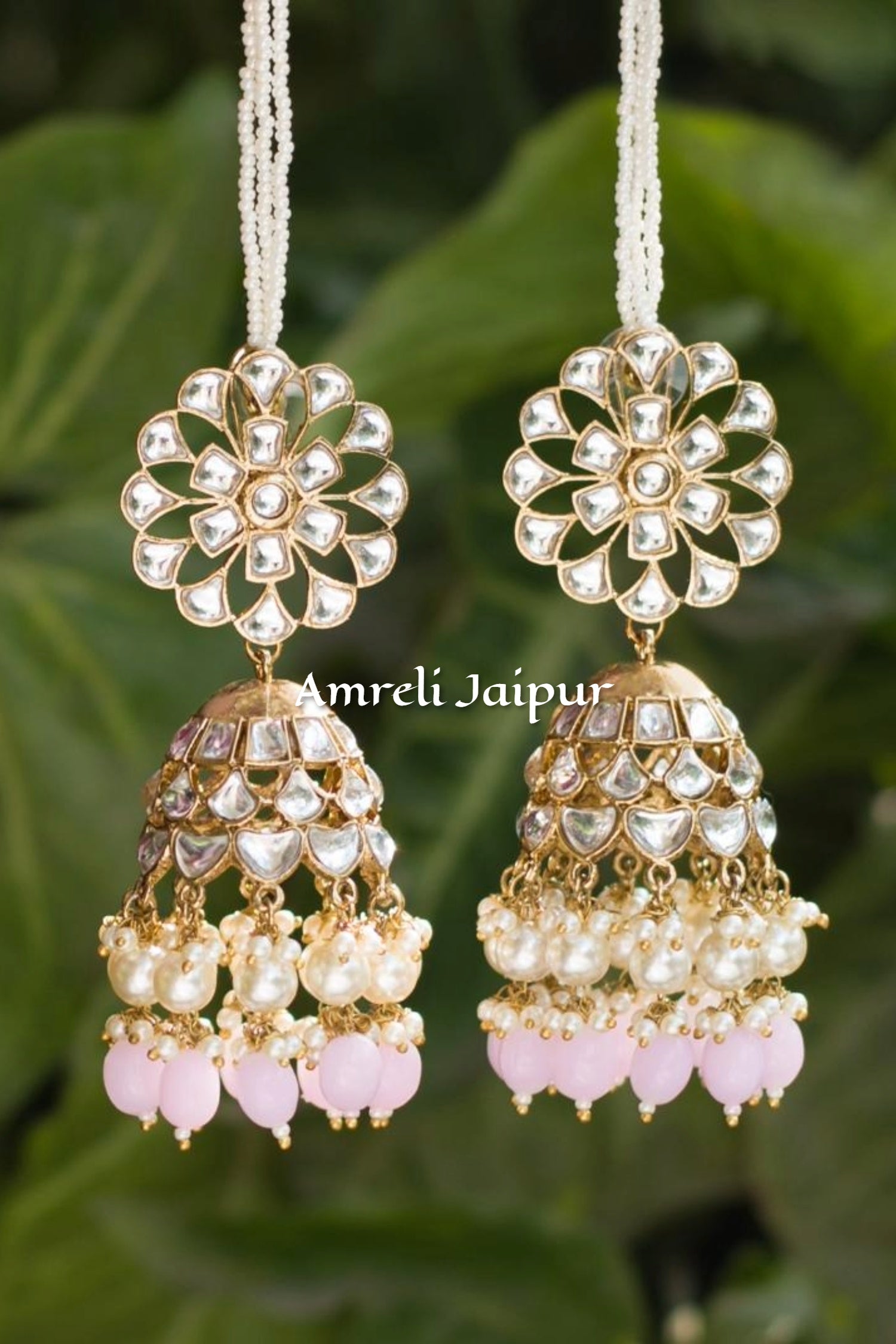 Shain Kundan Earchain Jhumkas