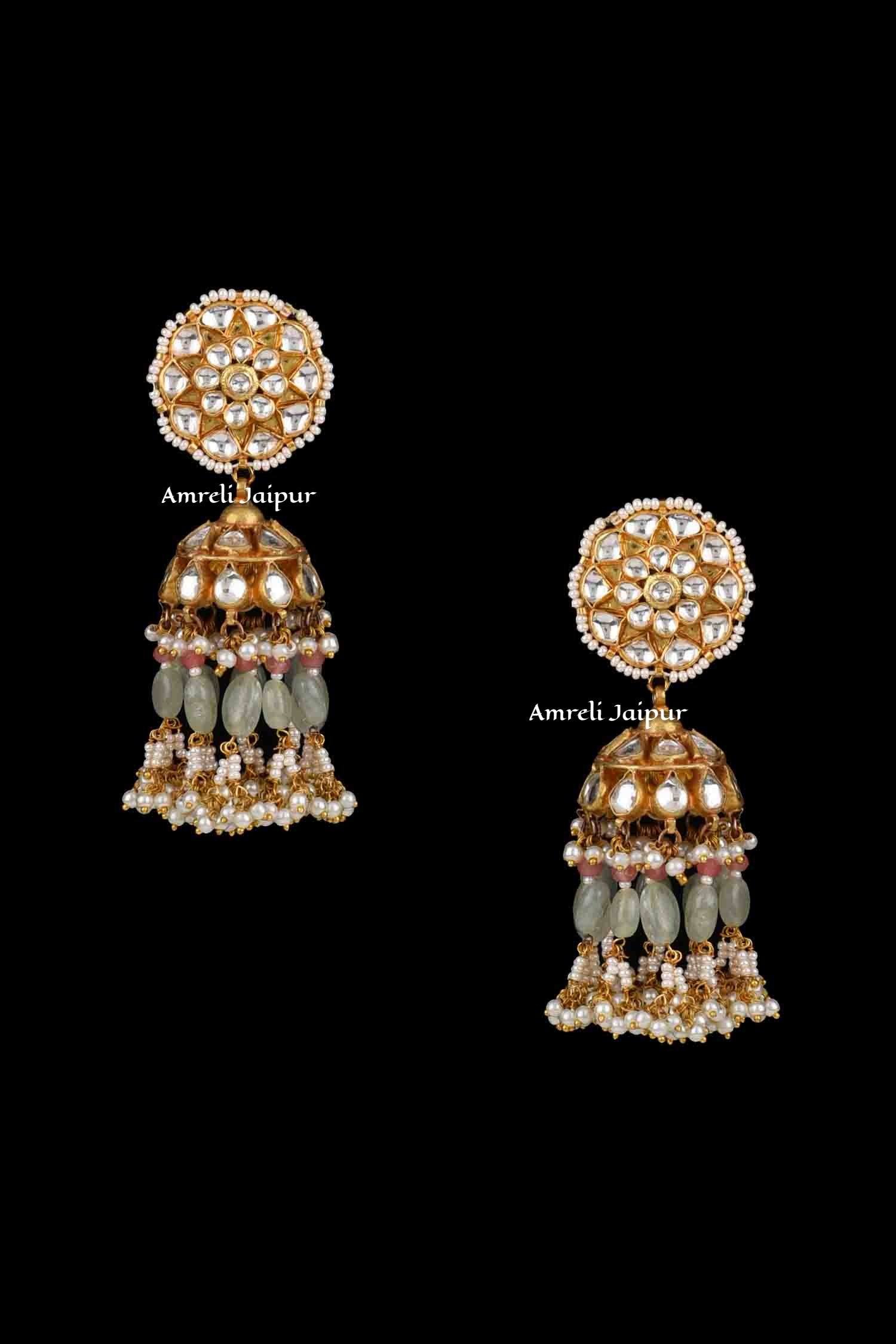 Sitaraya Pachi Kundan Jhumki Earrings