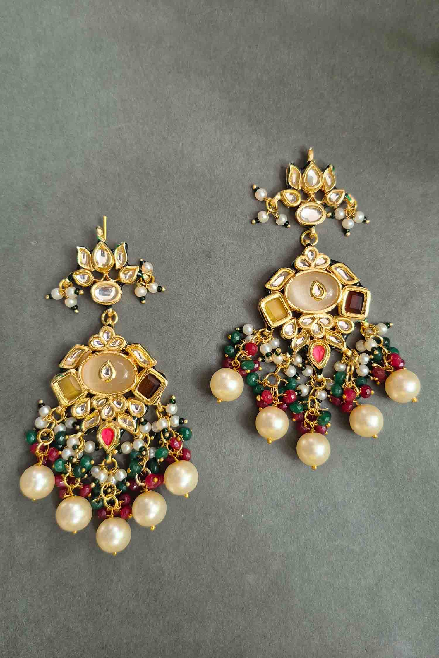 Remya Kundan Carving Stone Earrings