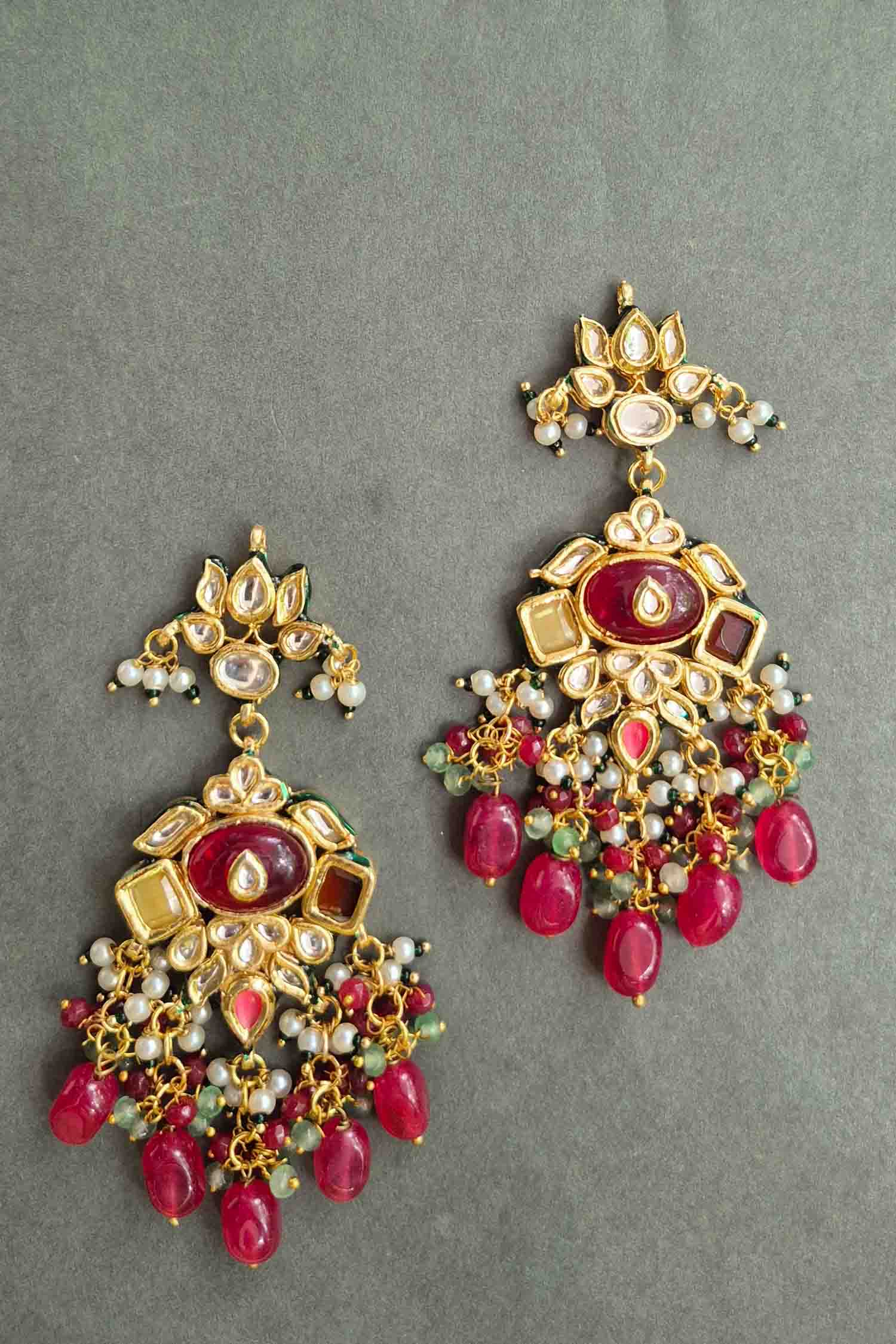 Remya Kundan Carving Stone Earrings