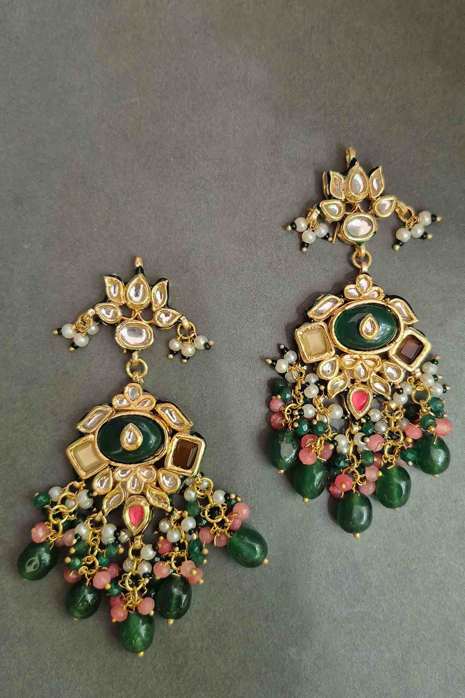 Remya Kundan Carving Stone Earrings