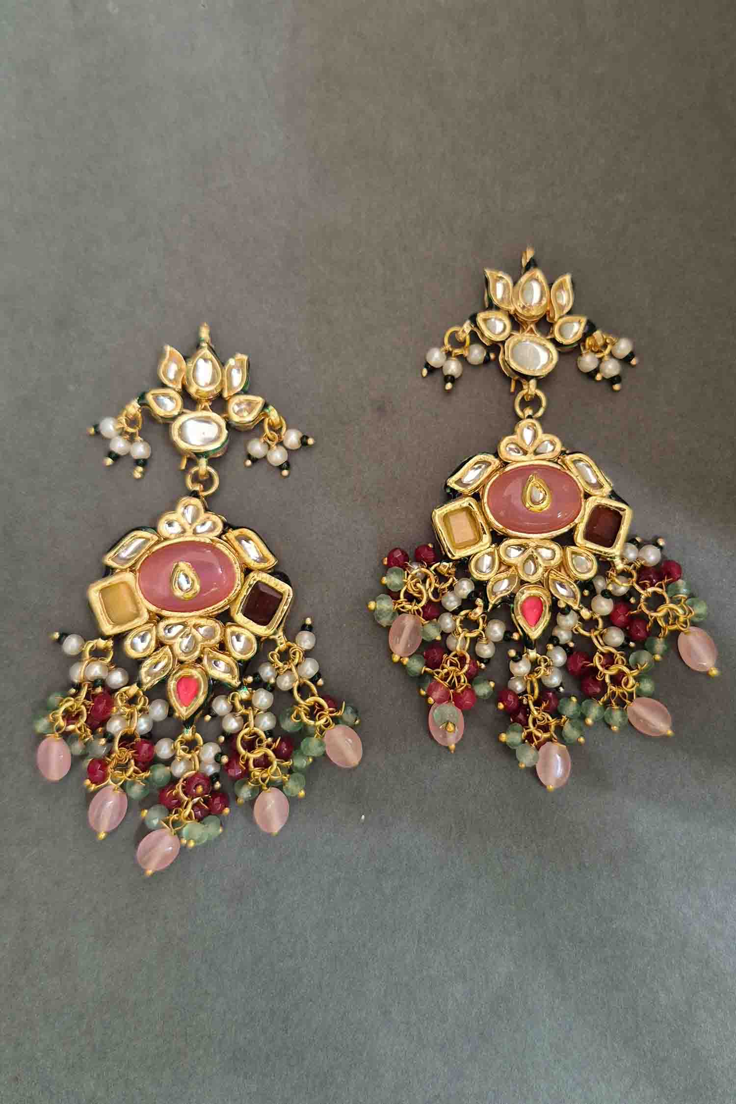 Remya Kundan Carving Stone Earrings