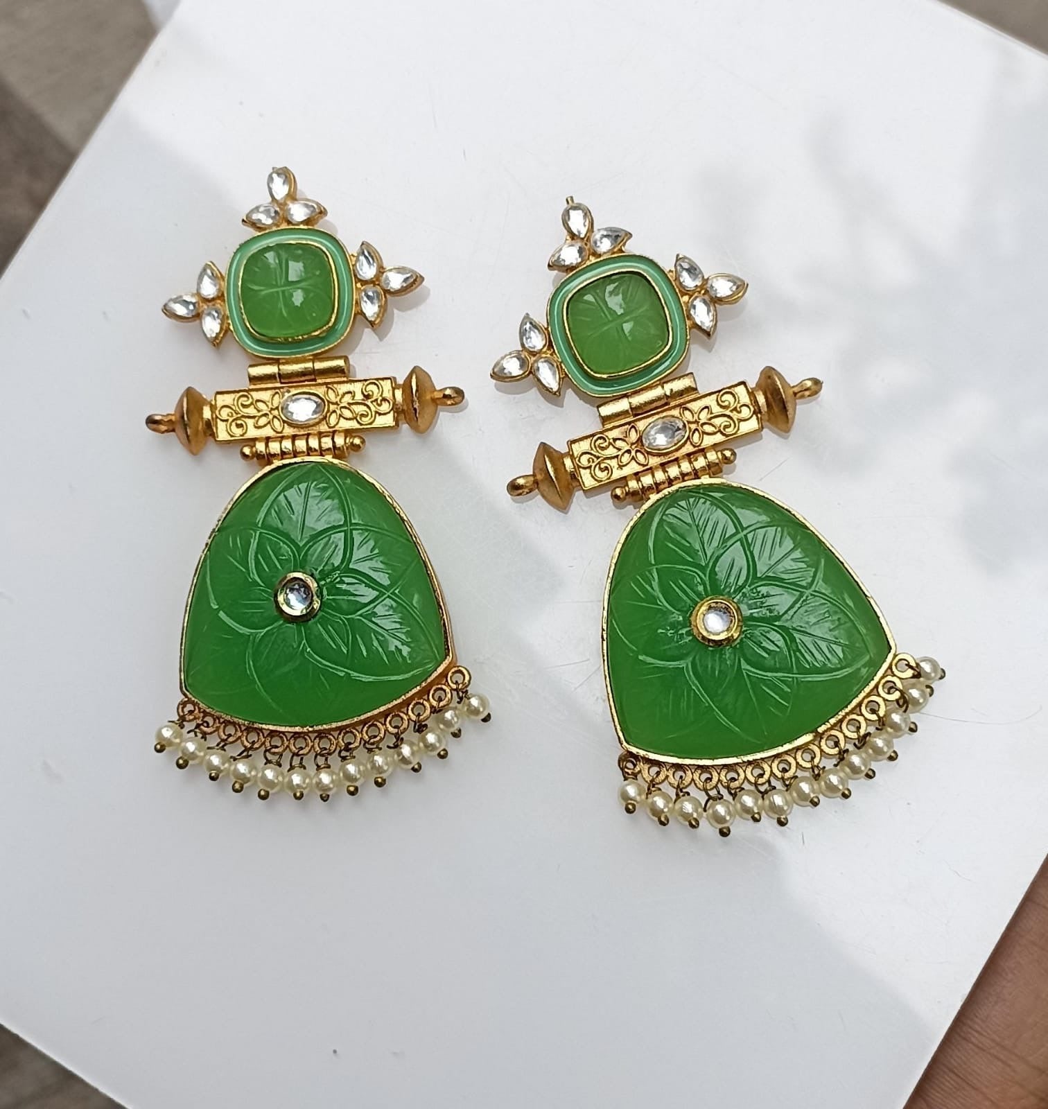 Gloriya Carving Stone Earrings