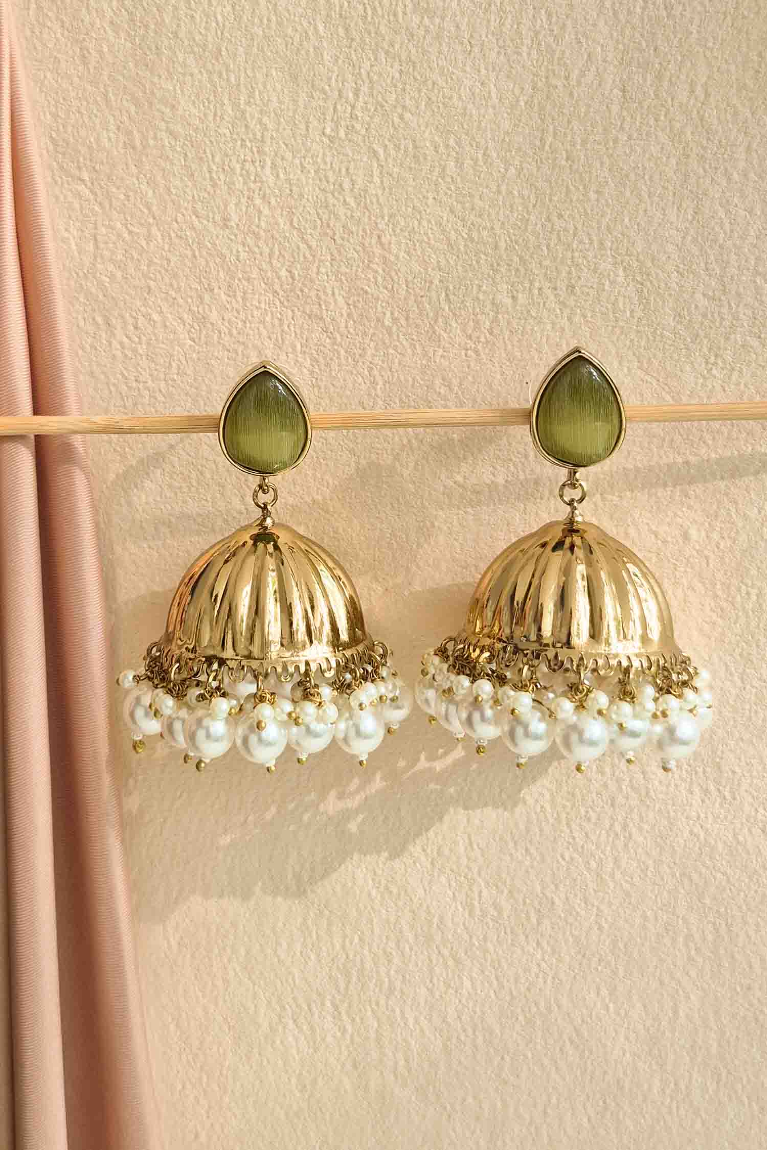 Vedgya Gold Jhumki Earrings