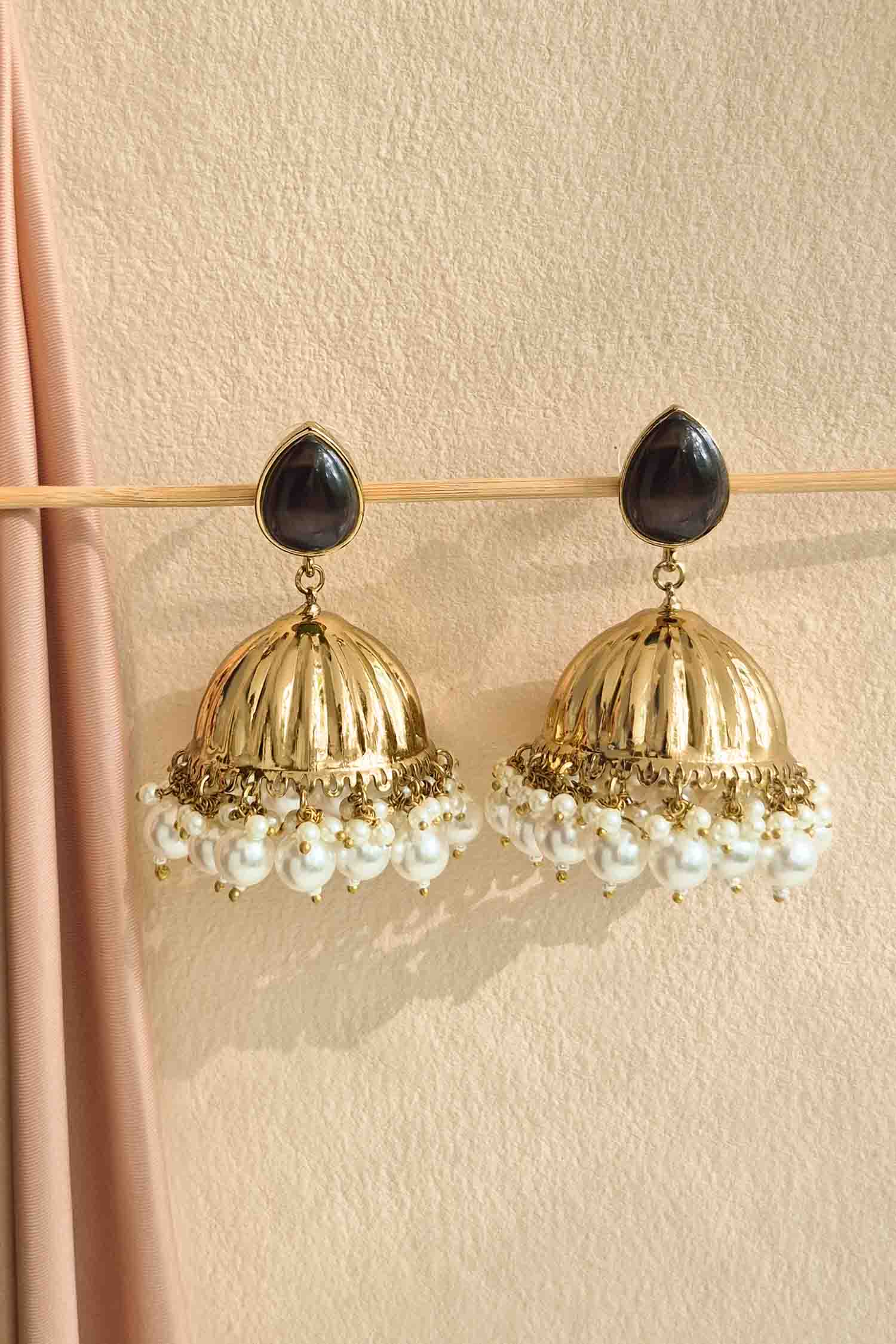 Vedgya Gold Jhumki Earrings
