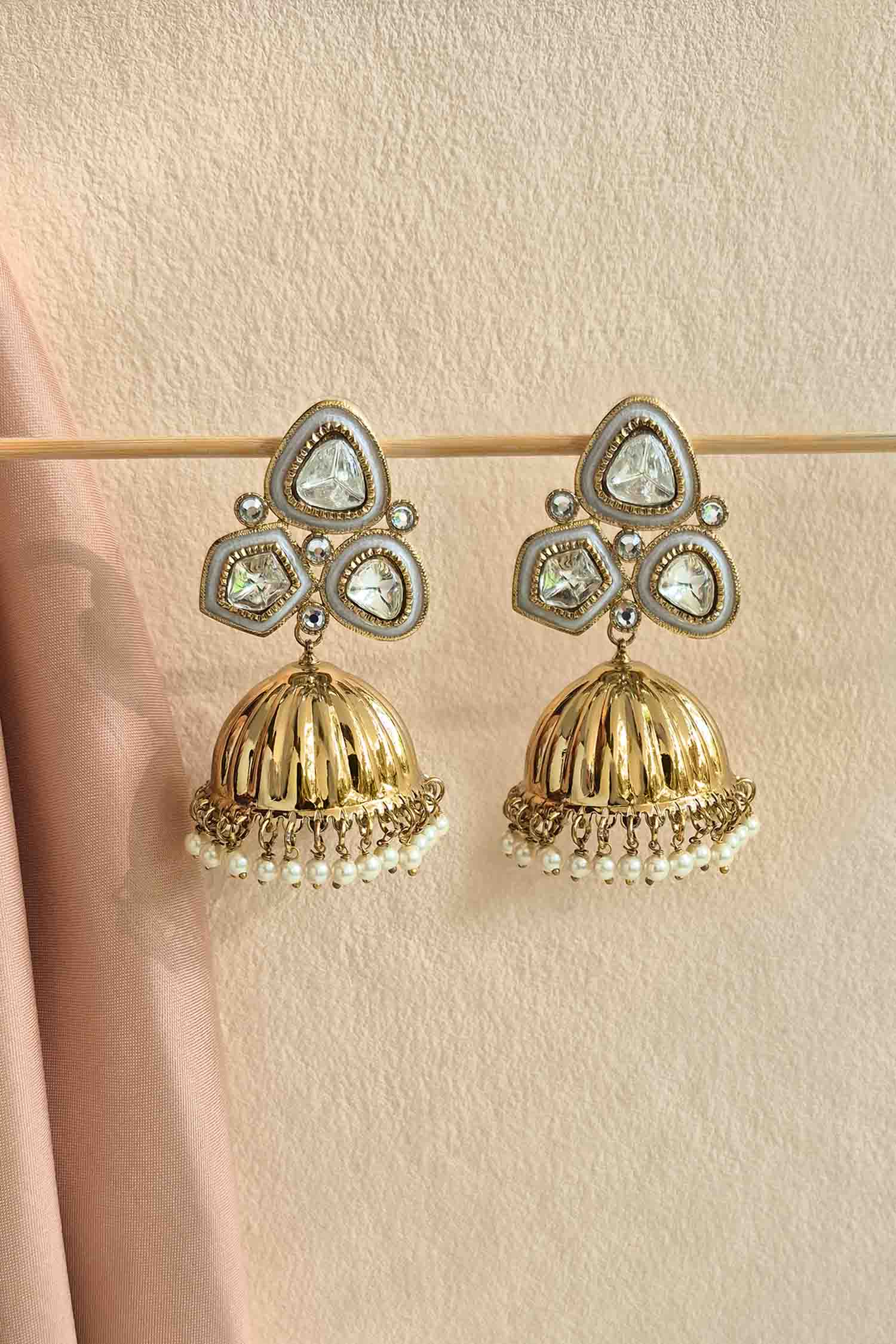 Kahshish Gold Jhumki Earrings