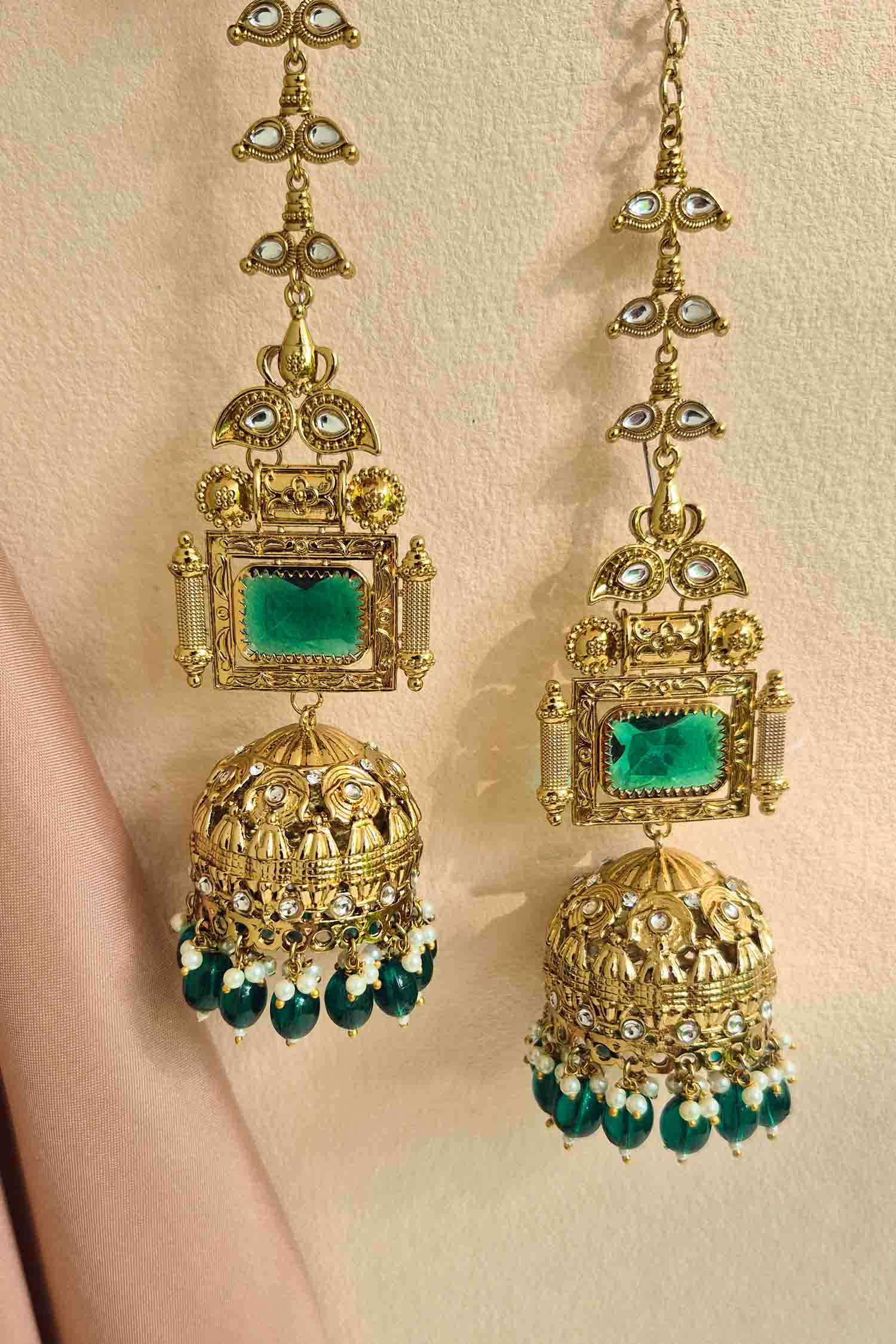 Pravya Ear Chain Jhumkas