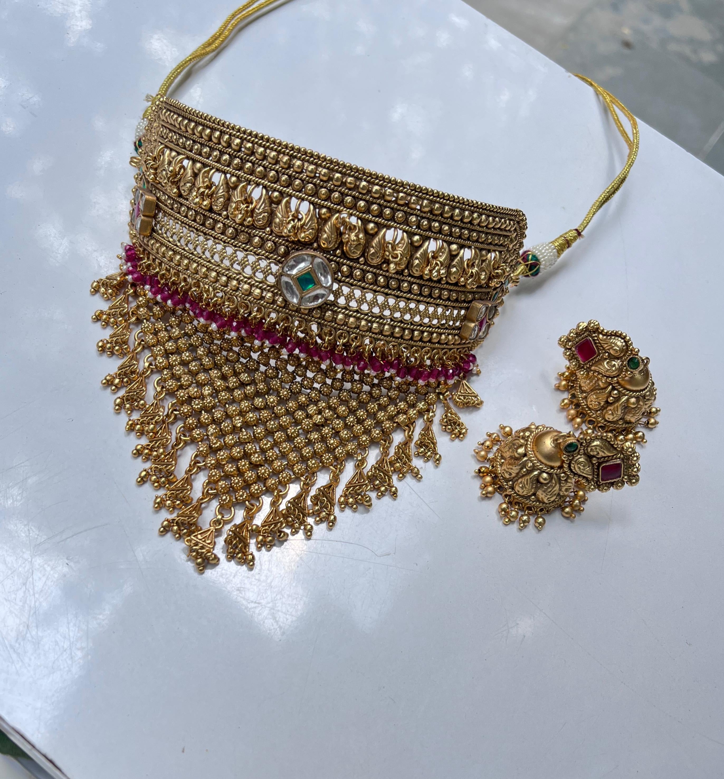 Gold Plated Temple Necklace Set