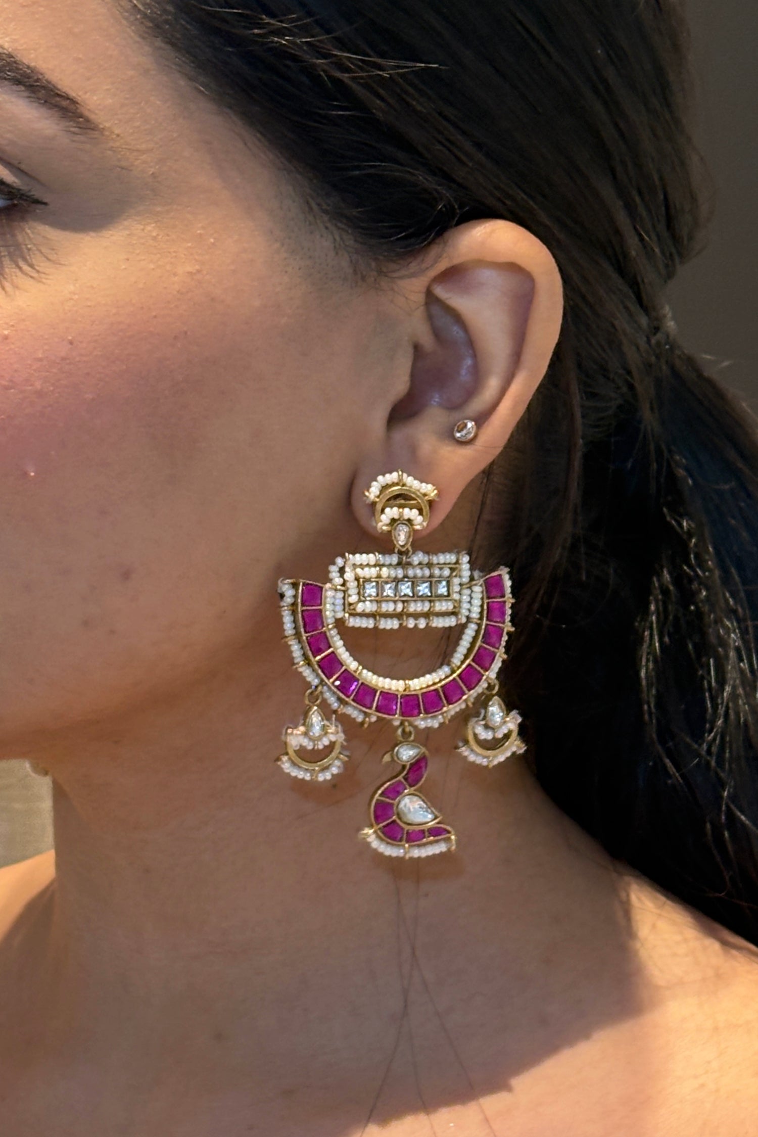 Trishana Pachi Kundan Earrings