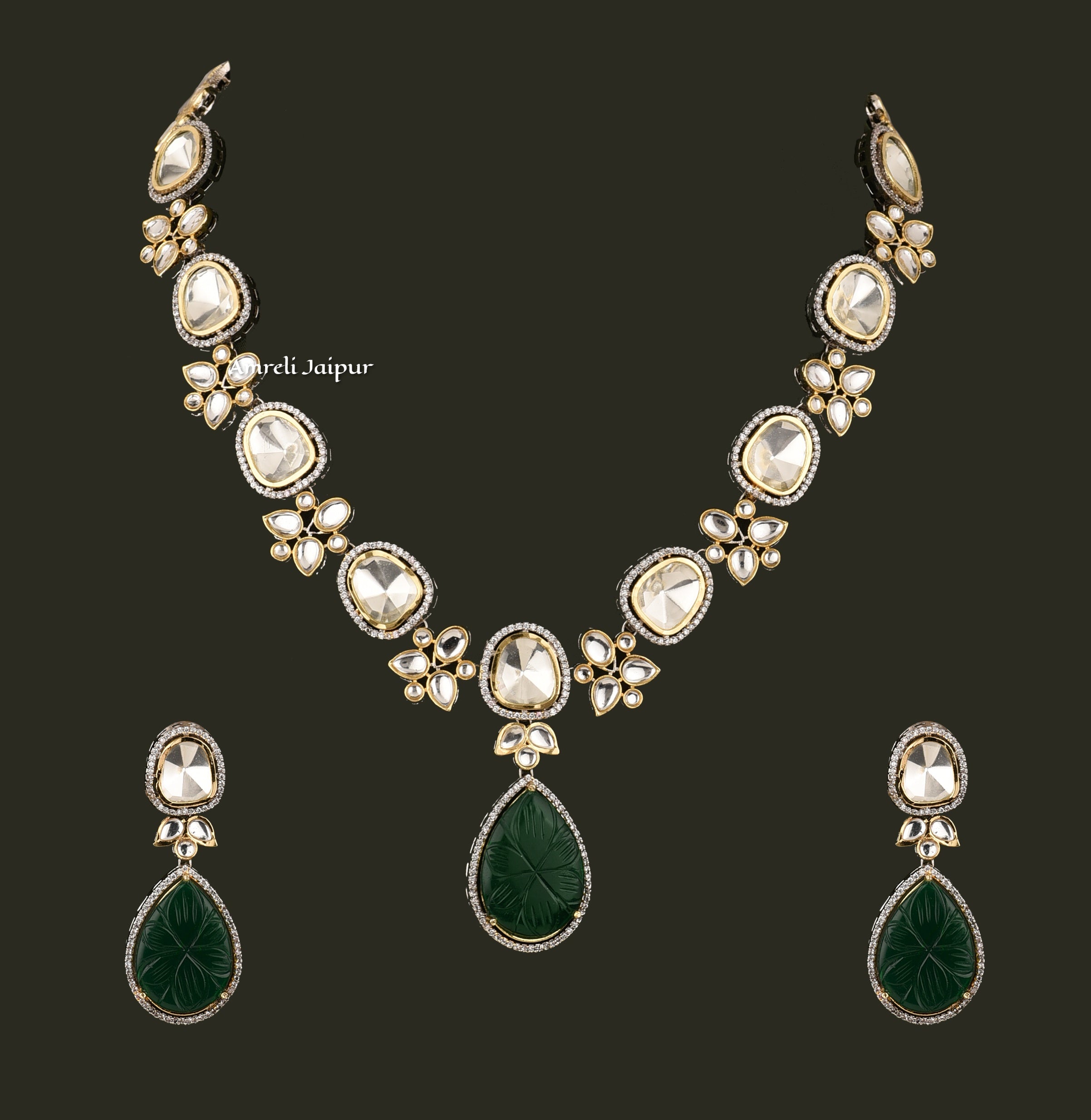 Camile Long Polki Necklace Set