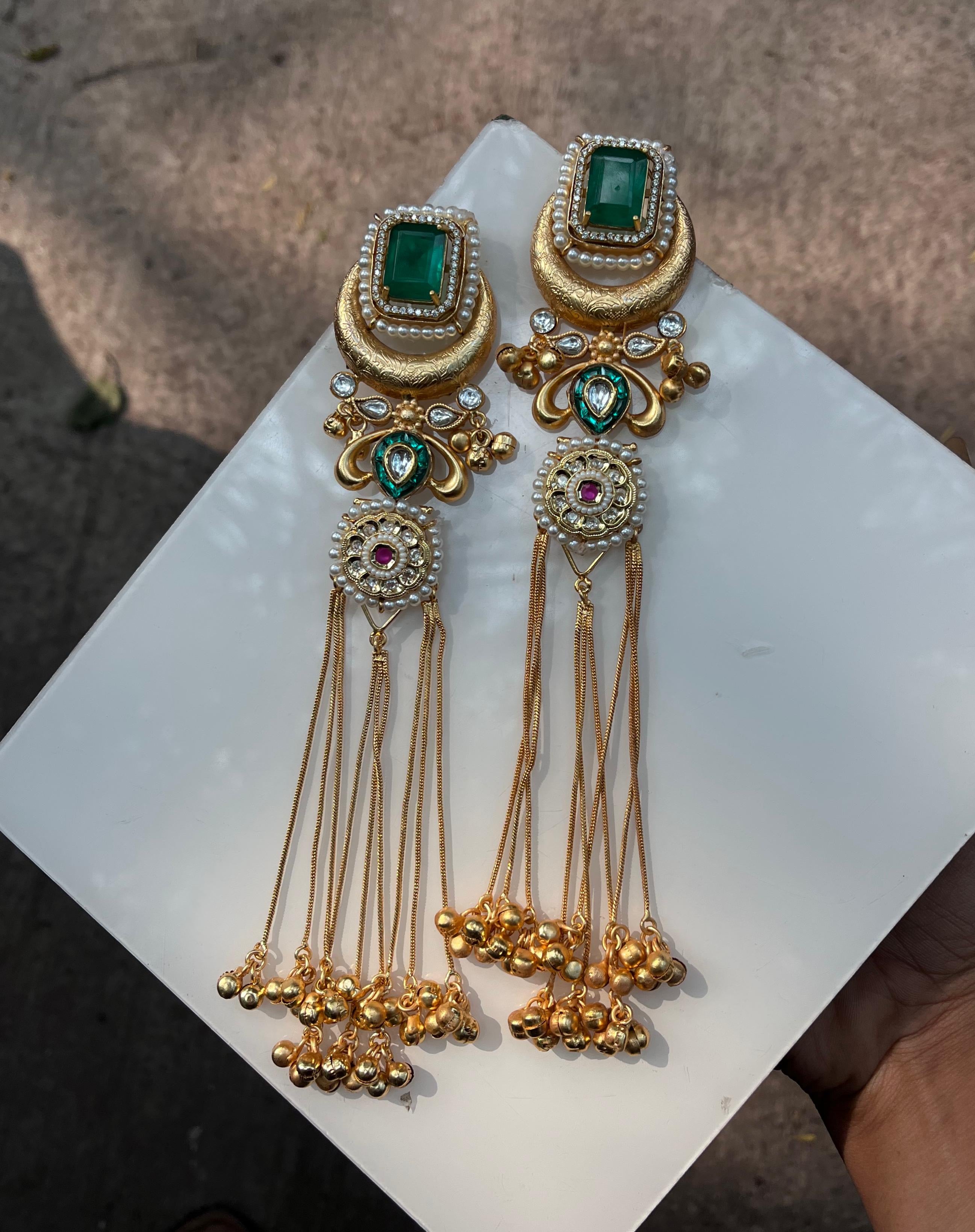 Sarini Gold Plated Long Earrings