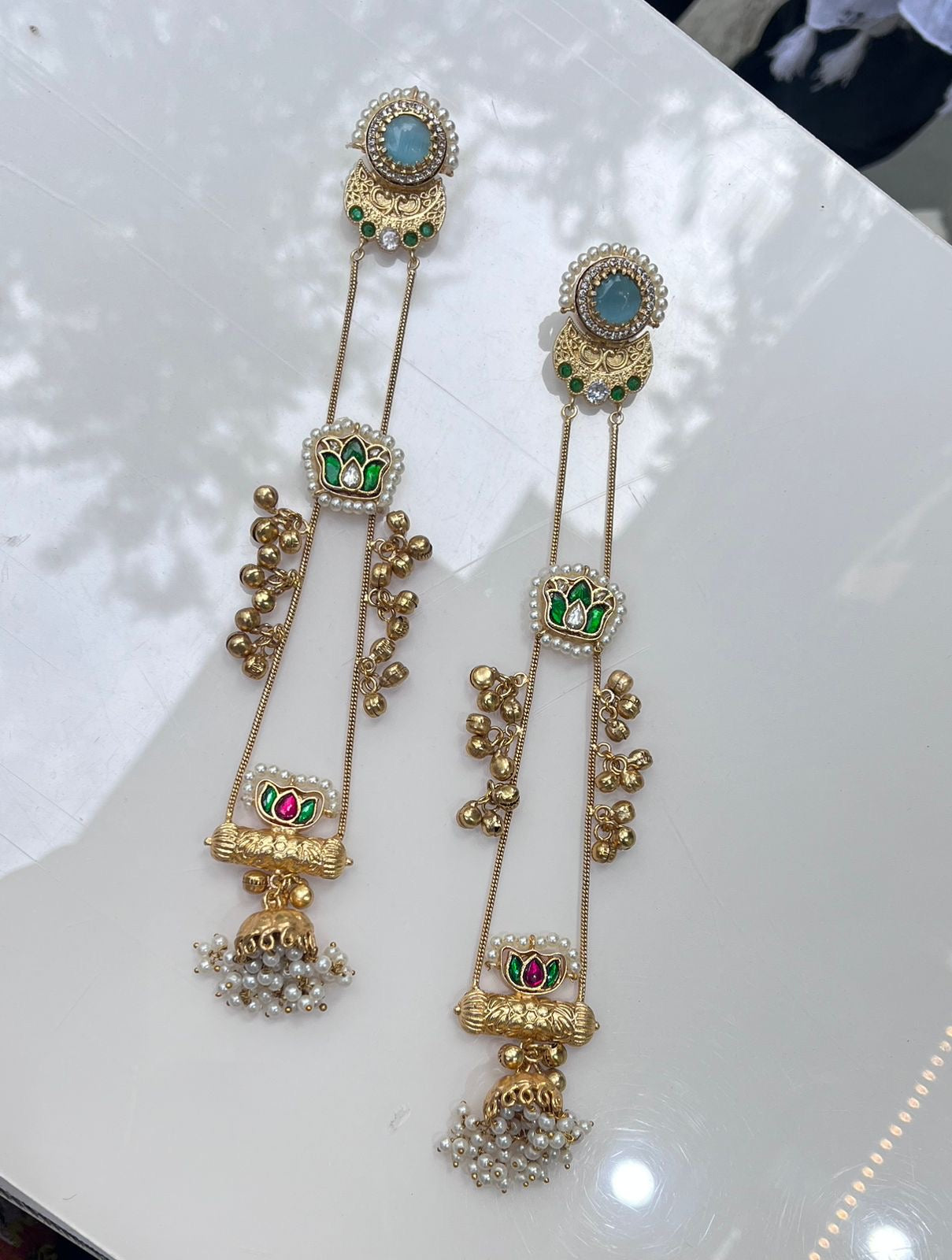 Preeteeshi Gold Plated Long Earrings