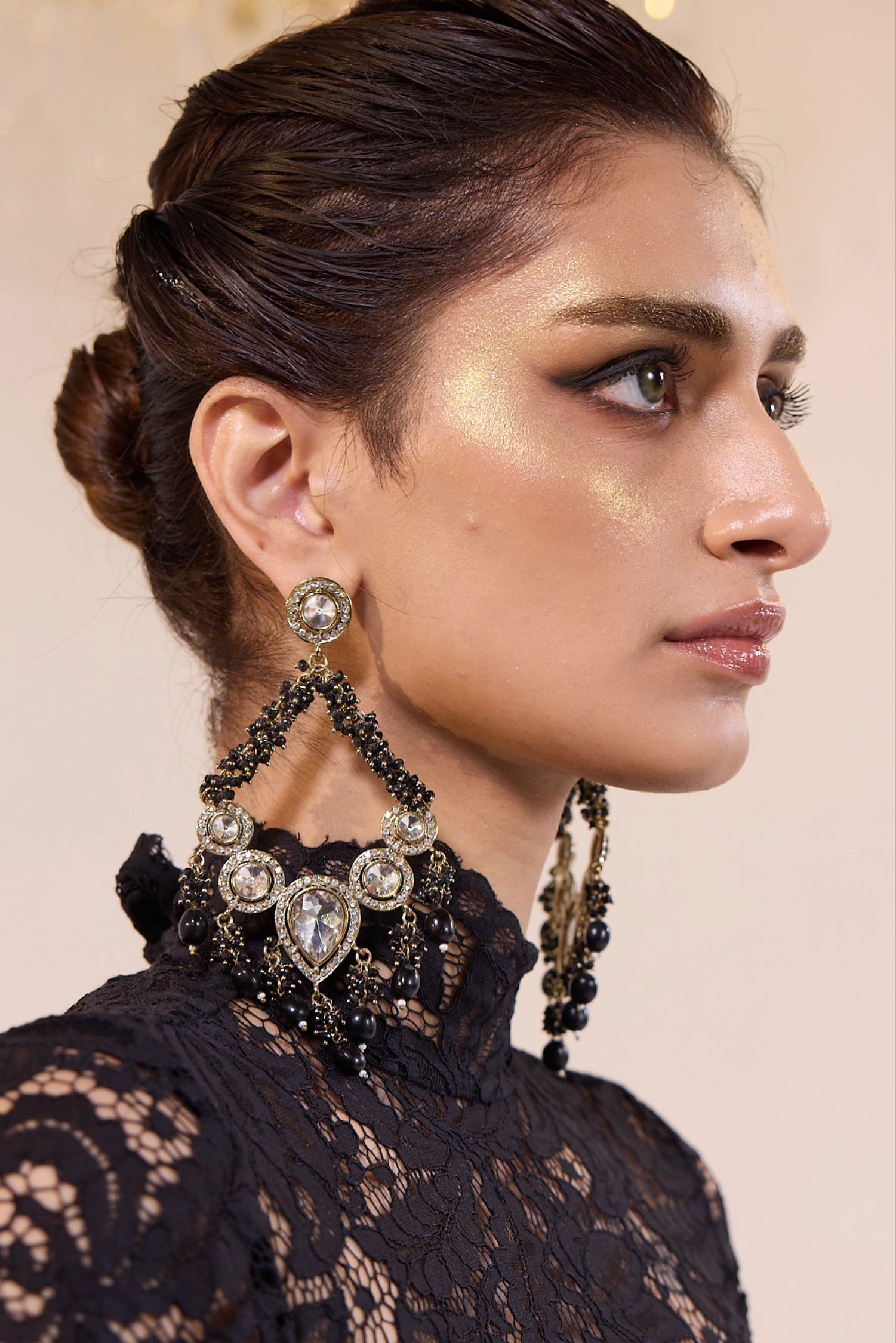Ayesh Kundan Pearl Earrings