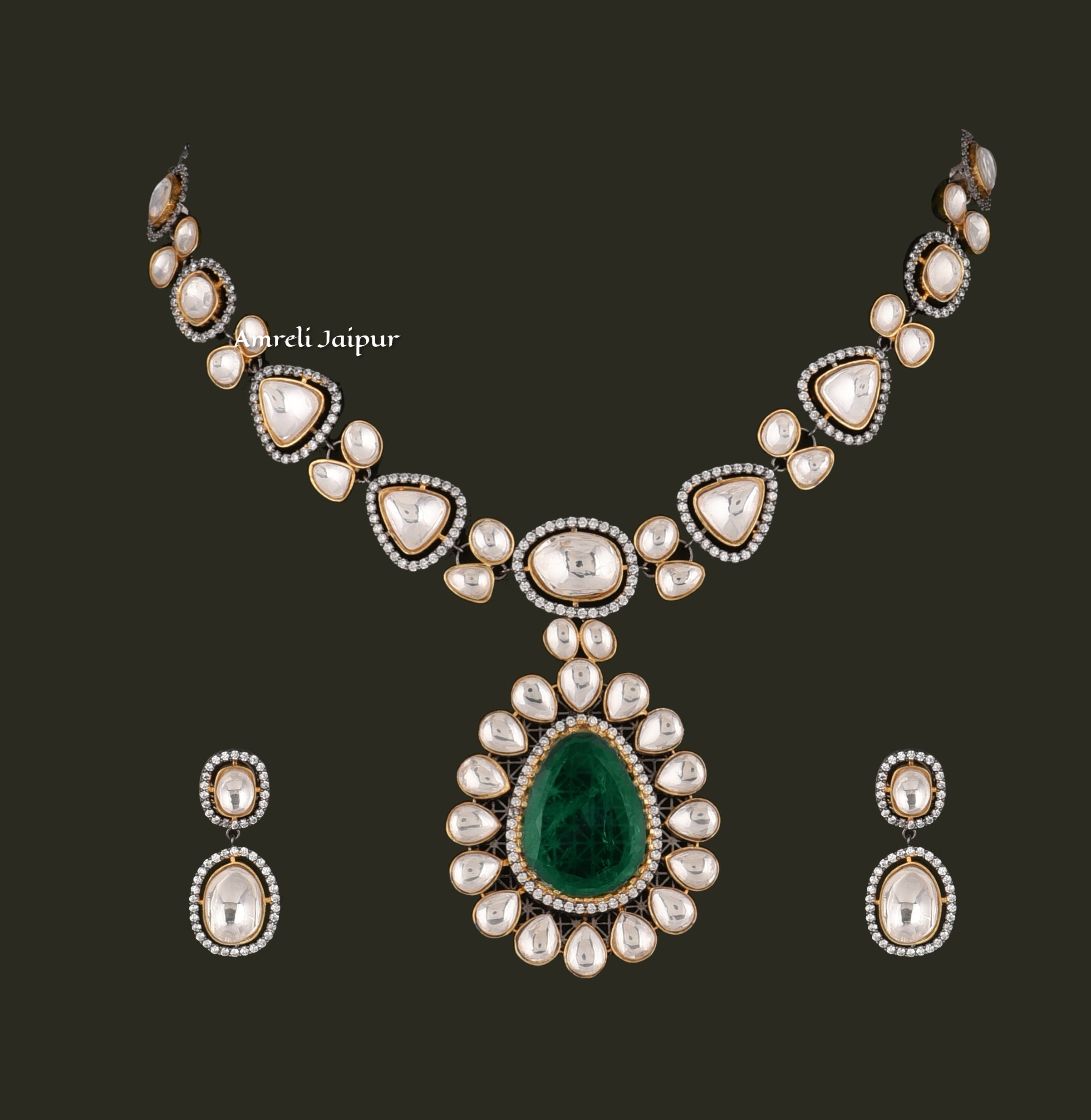 Peria Victorian Polki Necklace Set