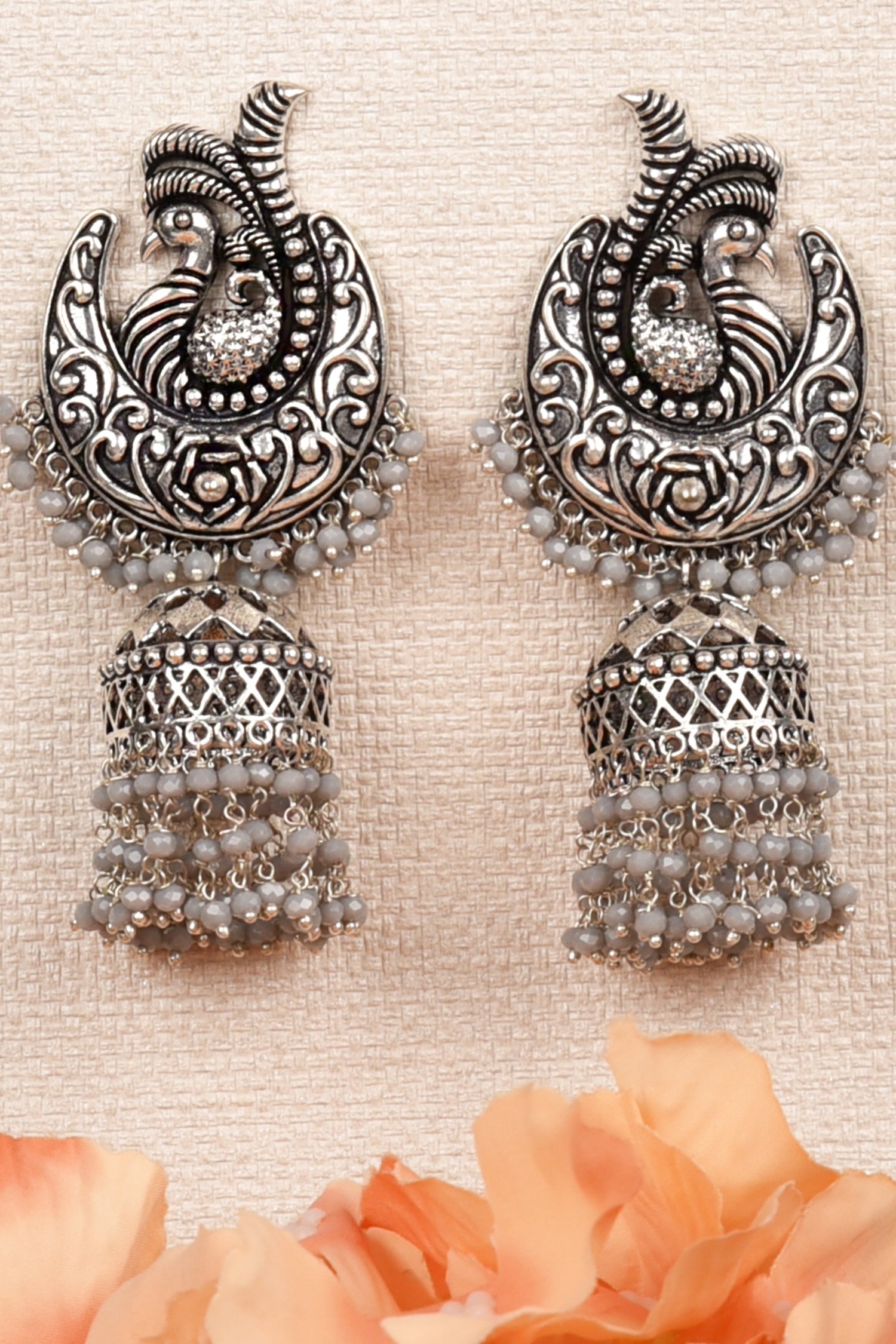 Freya Silver Jhumkas