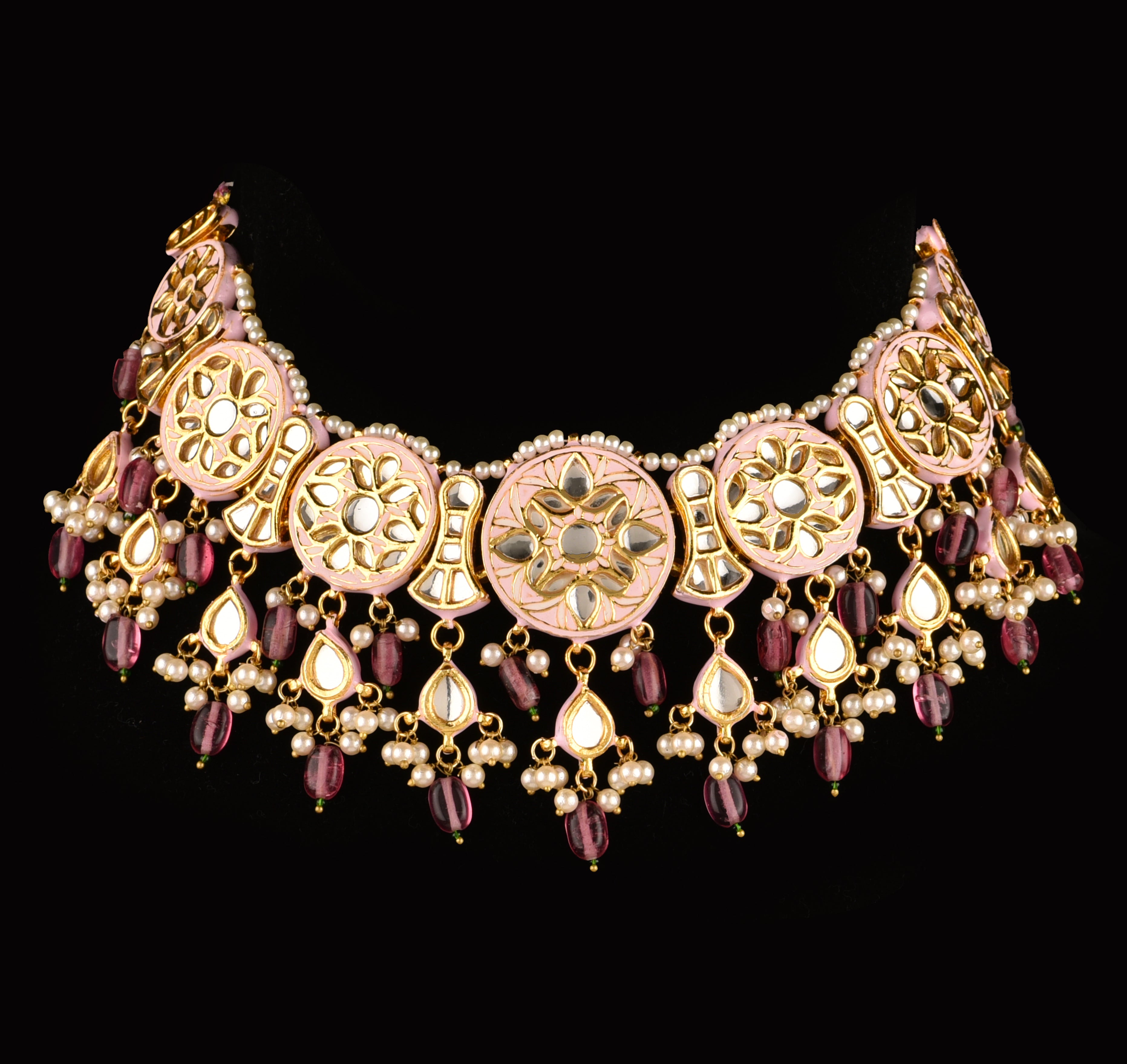 Yuri Kundan Meena Choker Set